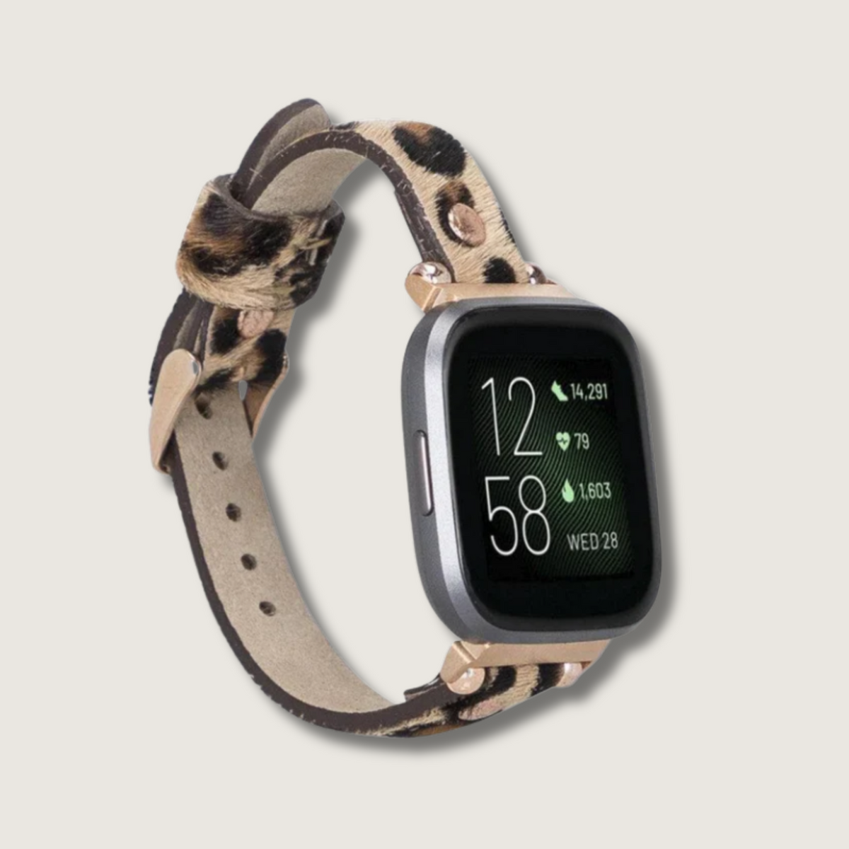 Leopard Leather Strap Silver Apple iWatch Band Light Leopard Animal Print Apple Watch Band by The Urban Flair main image 2