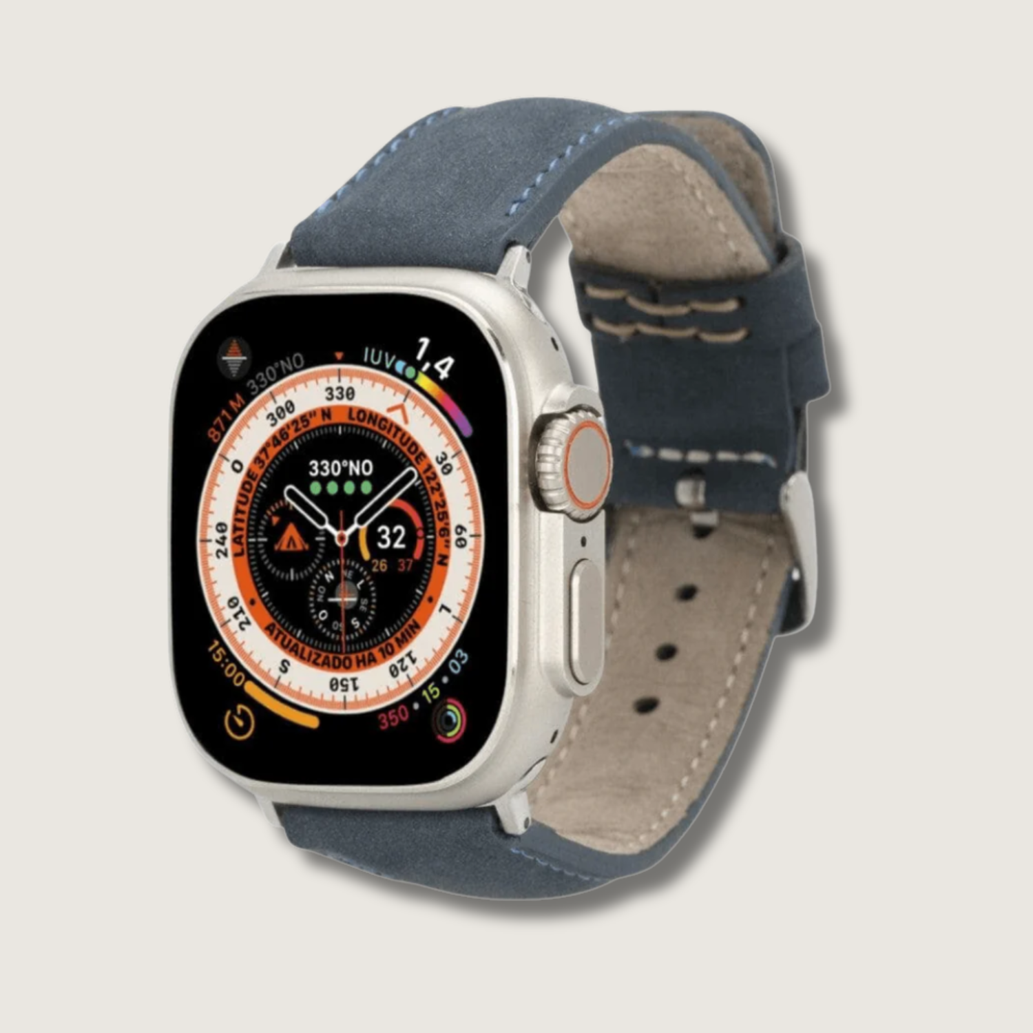 Blue Leather Classic Apple Watch Band for All Series - LEATHERE