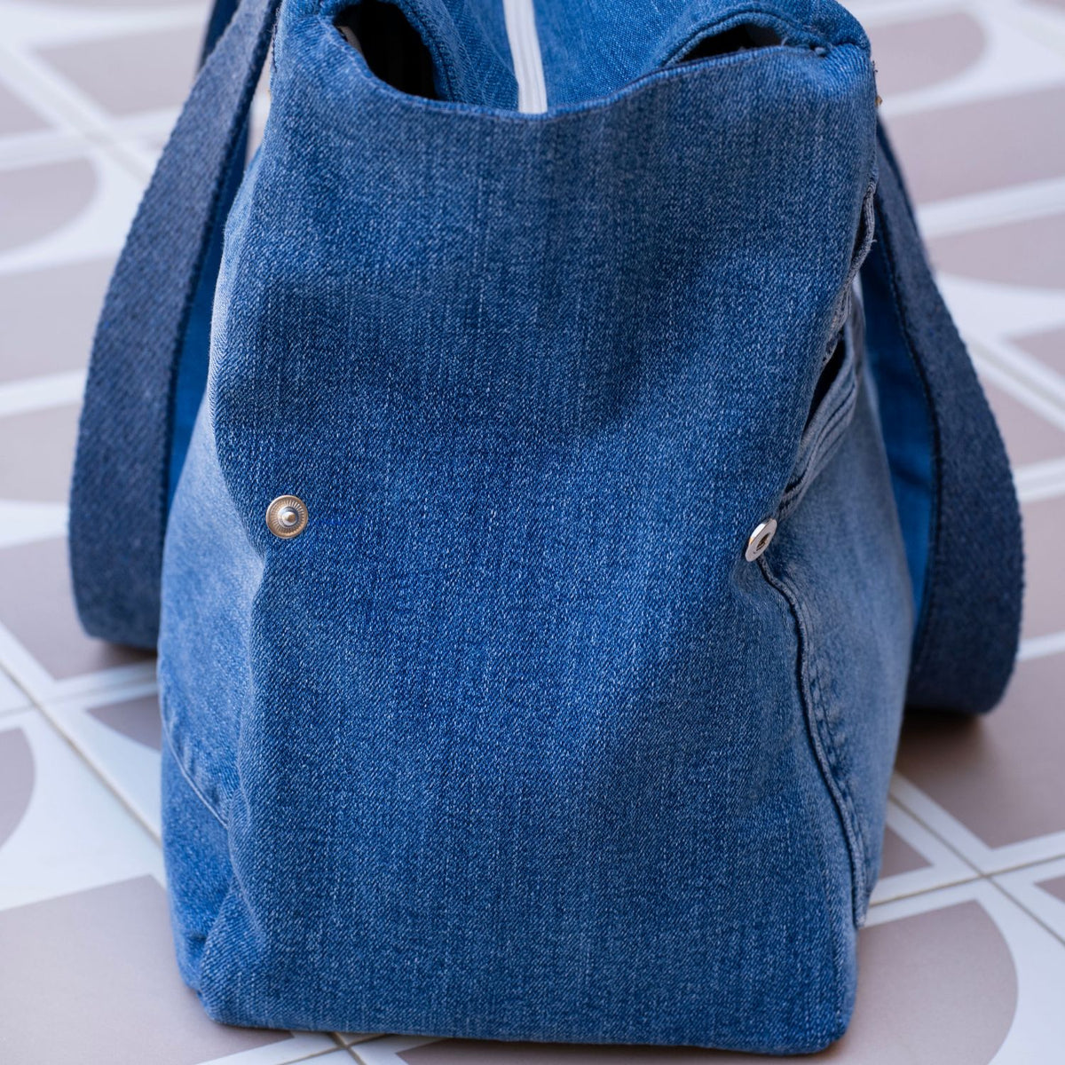 Upcycled Denim Sports Tote - Blue