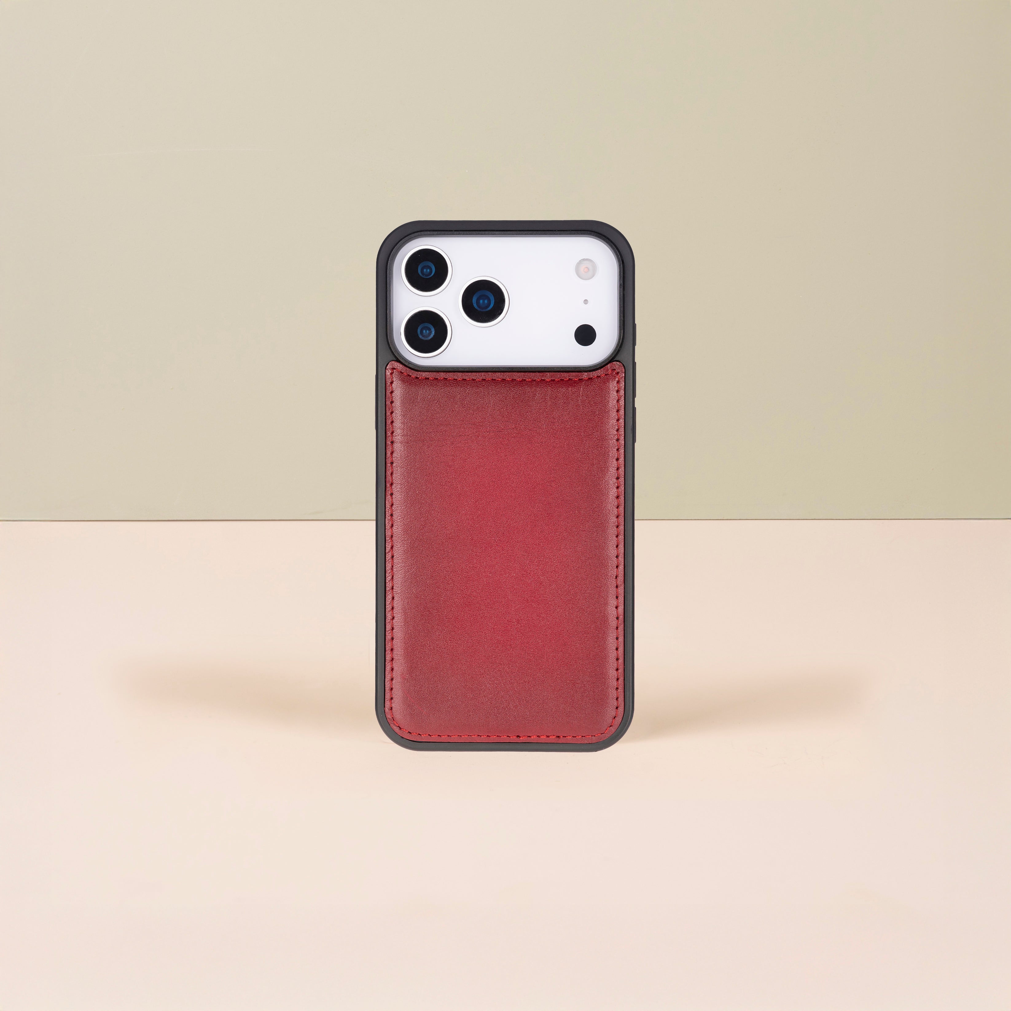 Leather iPhone 17 Pro Wallet Case – Red - Austin