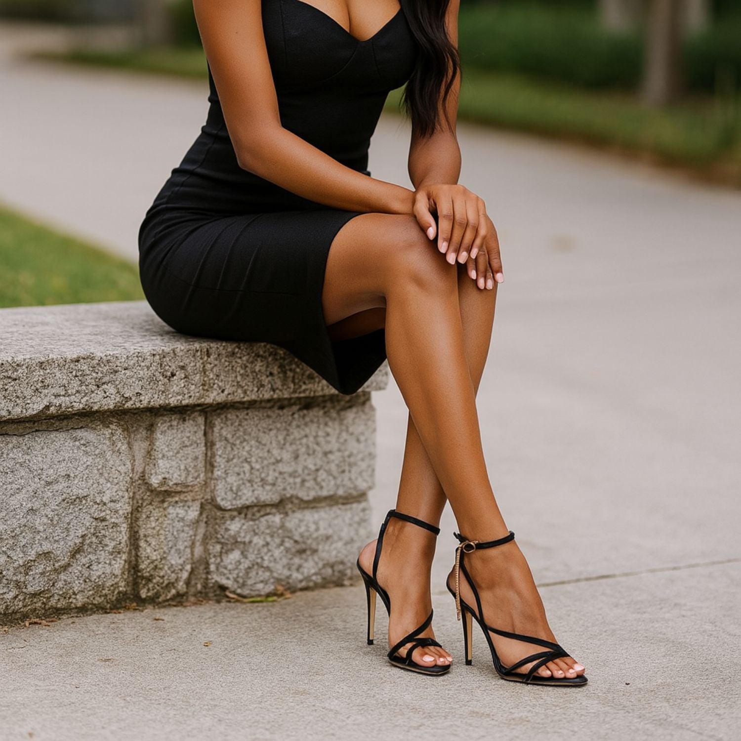 Black Suede Chain Tassel High Heel Sandals - Black - Arlington