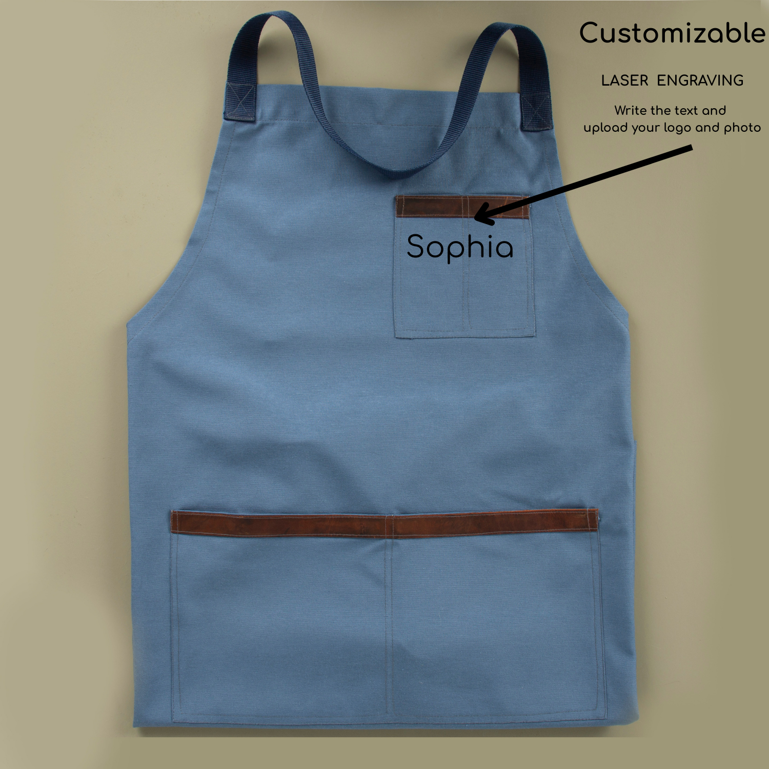 Durable Canvas Work Apron - Steel Blue - Provence