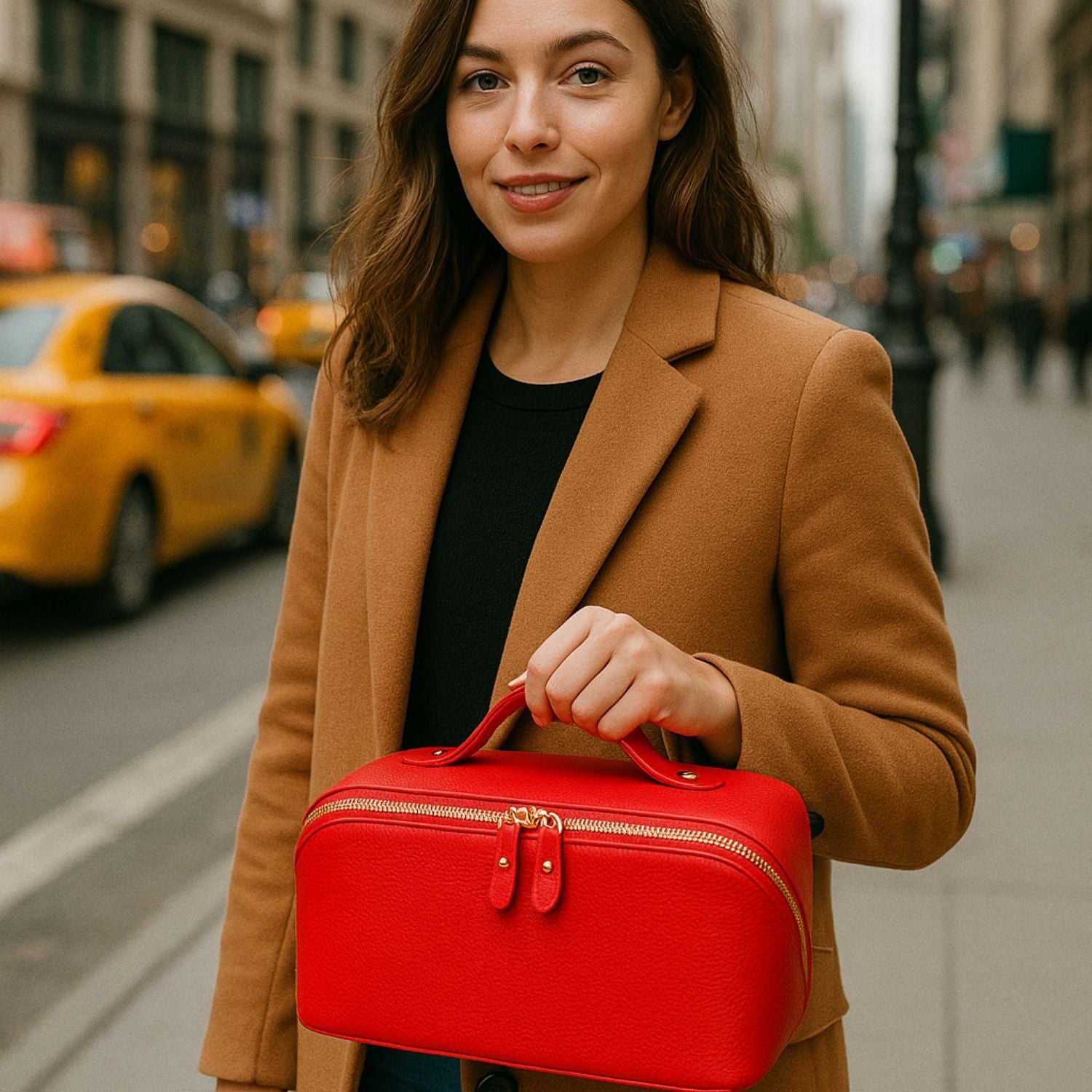 Luxury Leather Travel Vanity Case – Elegant & Spacious-Scarlet red - San Jose