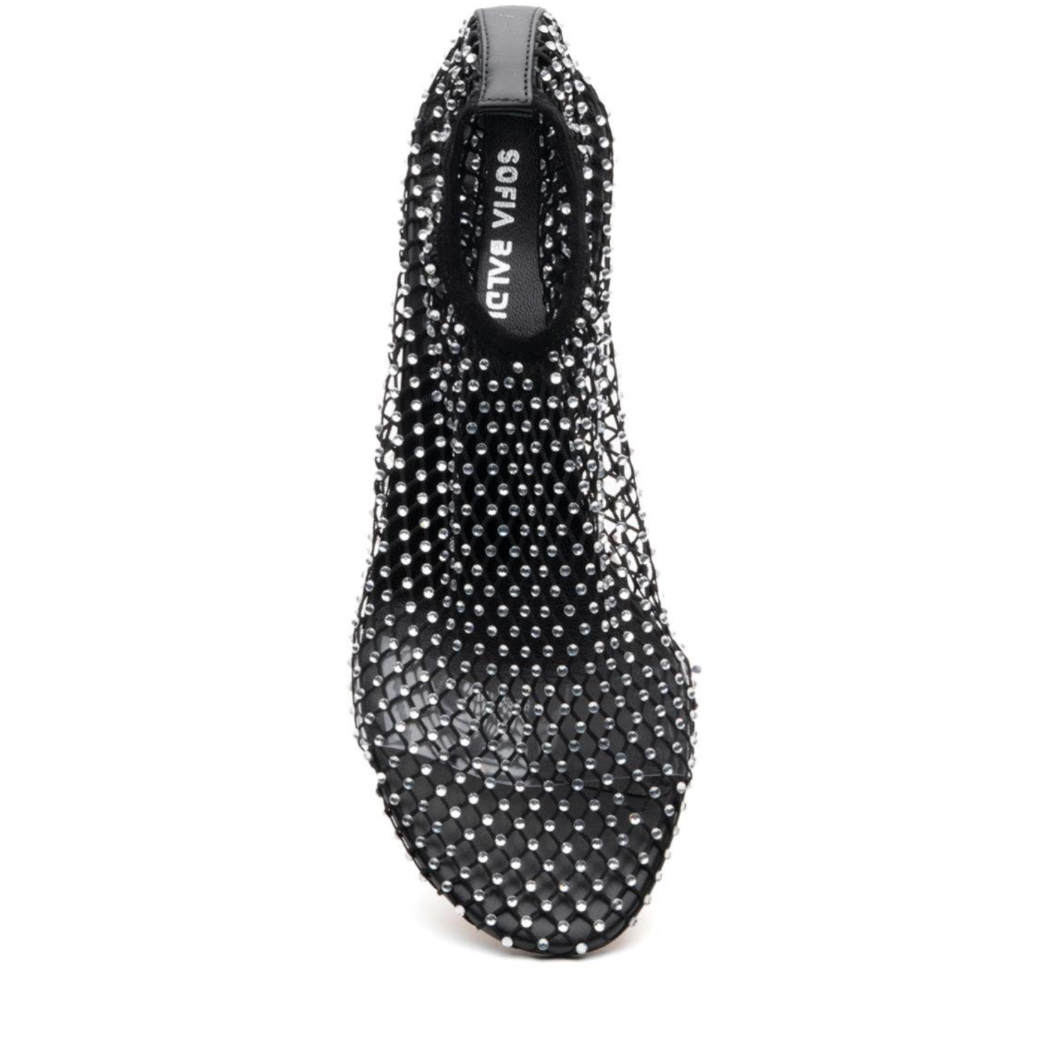 Black Crystal Mesh Pointed Toe Ankle Booties - Black Crystal - Elizabeth