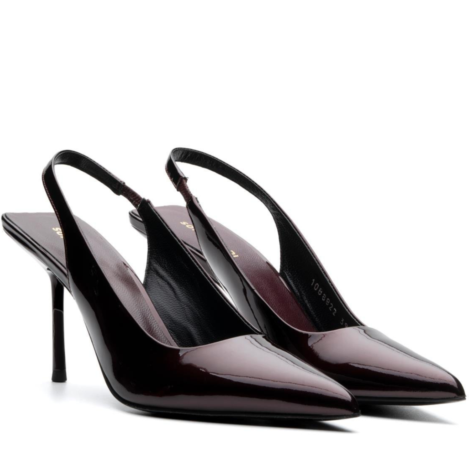 Burgundy Patent Leather Pointed Toe Slingback Heels - Burgundy - Laredo