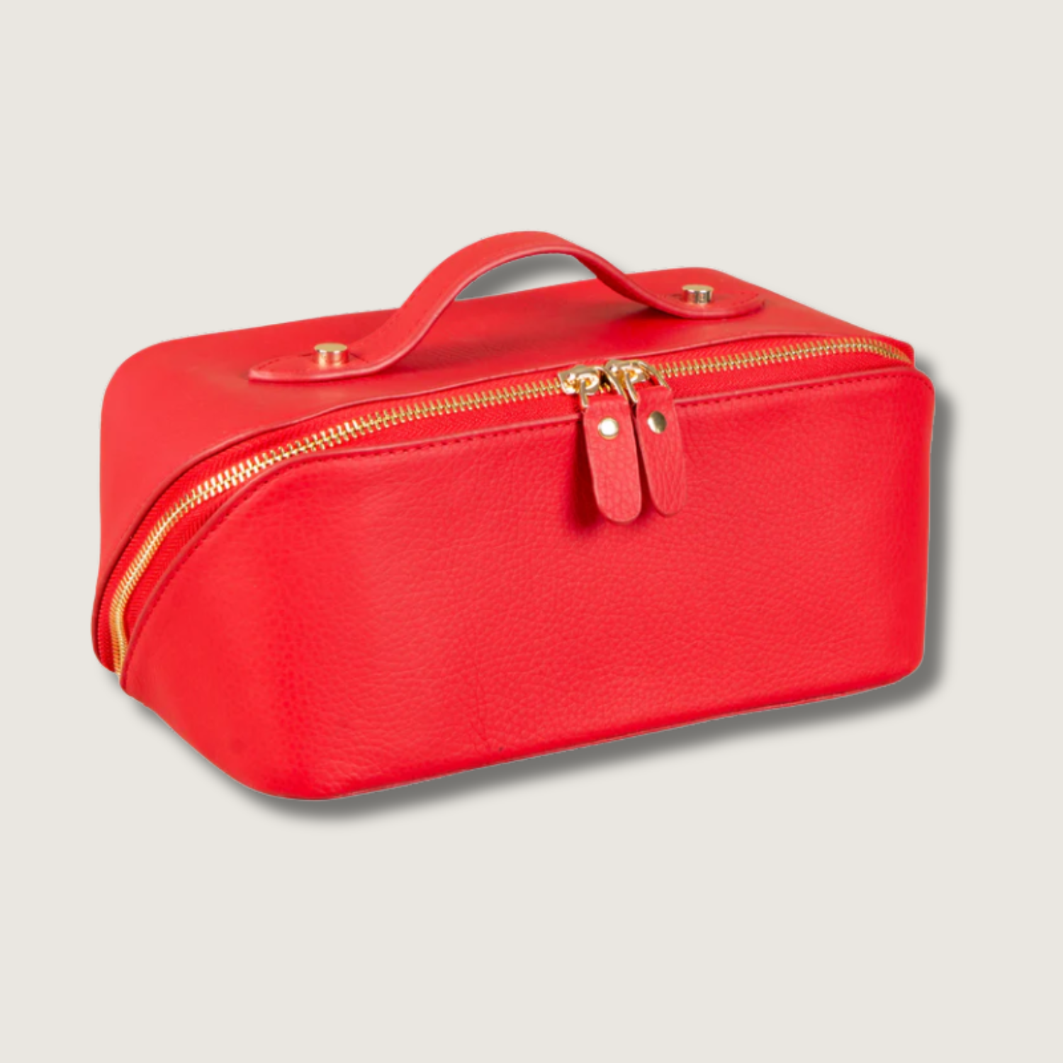 Luxury Leather Travel Vanity Case – Elegant & Spacious-Scarlet red - San Jose