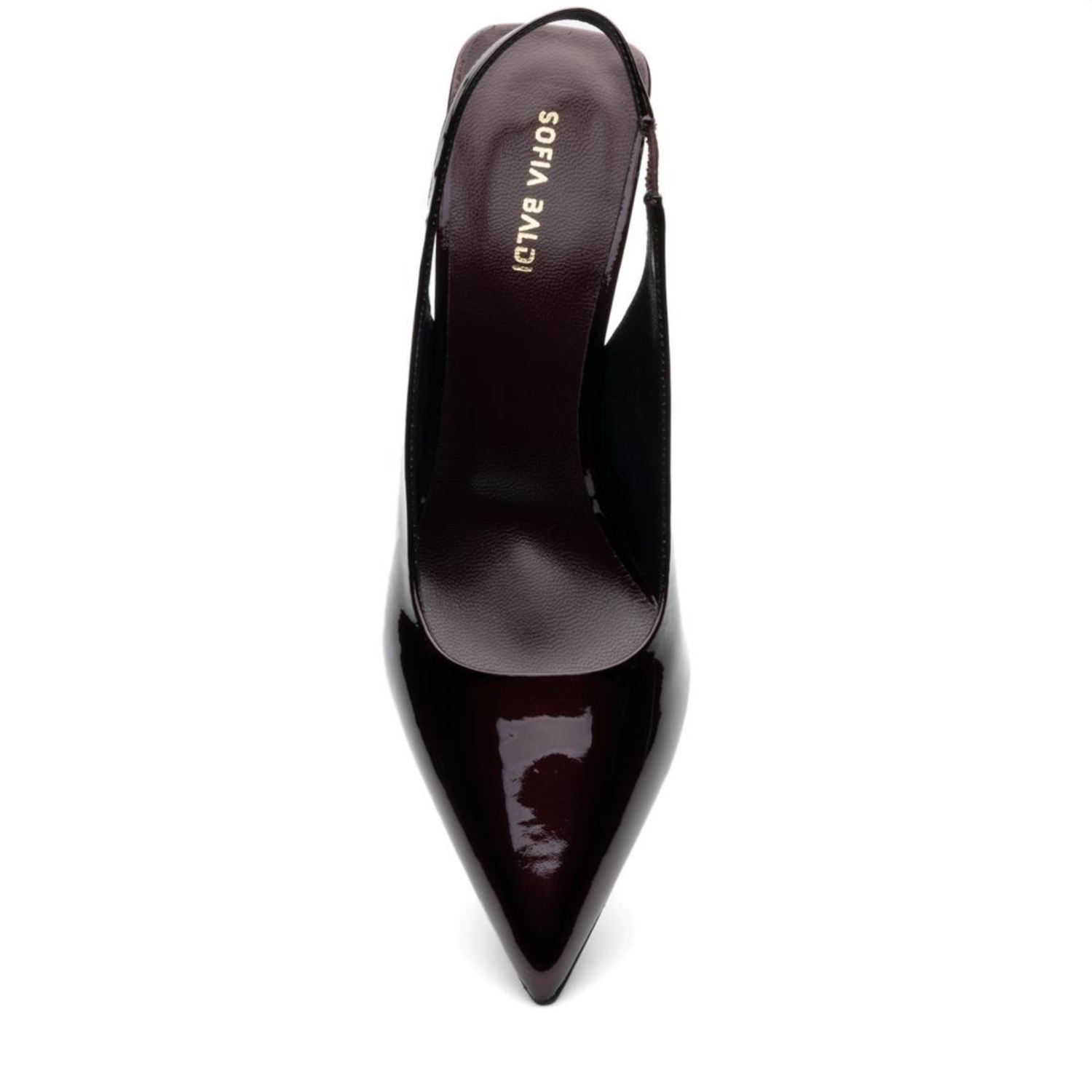 Burgundy Patent Leather Pointed Toe Slingback Heels - Burgundy - Laredo