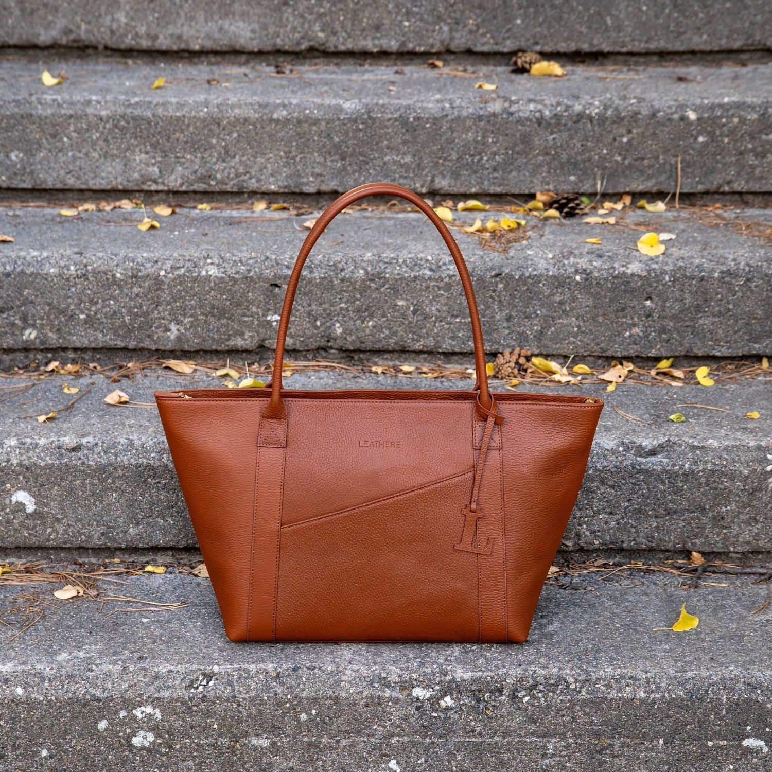 The Leathere New York Tote - Cognac
