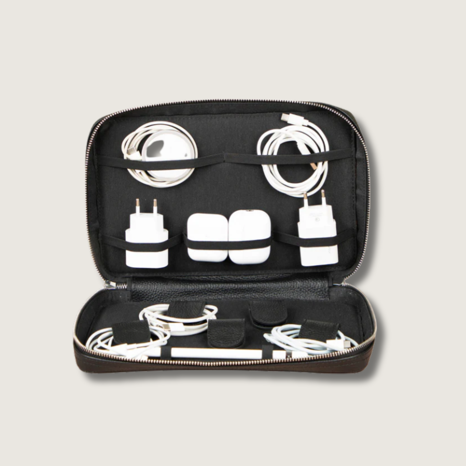 Leather Tech Organizer Case - Black - Oslo