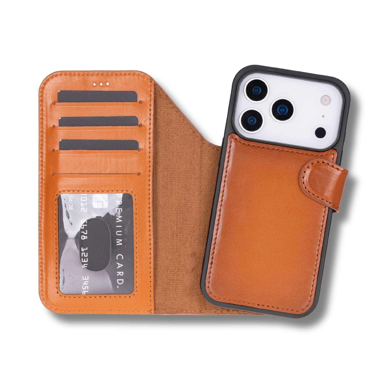 Leather iPhone 17 Pro Wallet Case – Rustic Brown - Austin
