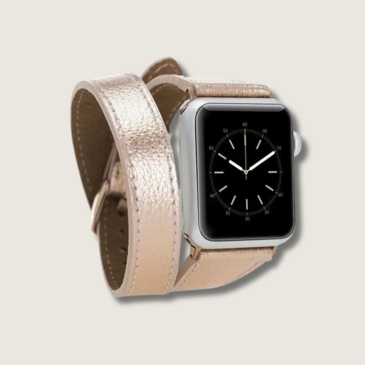 NEW Luxury Leather/Rose Gold Apple Watch Band Rose Gold Leather Apple Watch Band: Quilted Design for All  main image 4