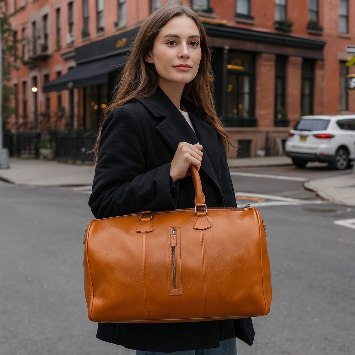 Vintage Leather Weekender Bag - Rich Brown - Edison