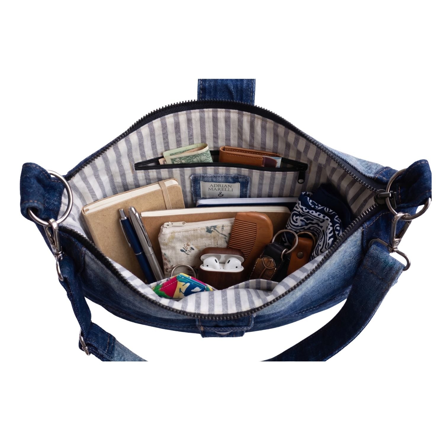 Brooklyn Crescent — Upcycled Denim Crossbody