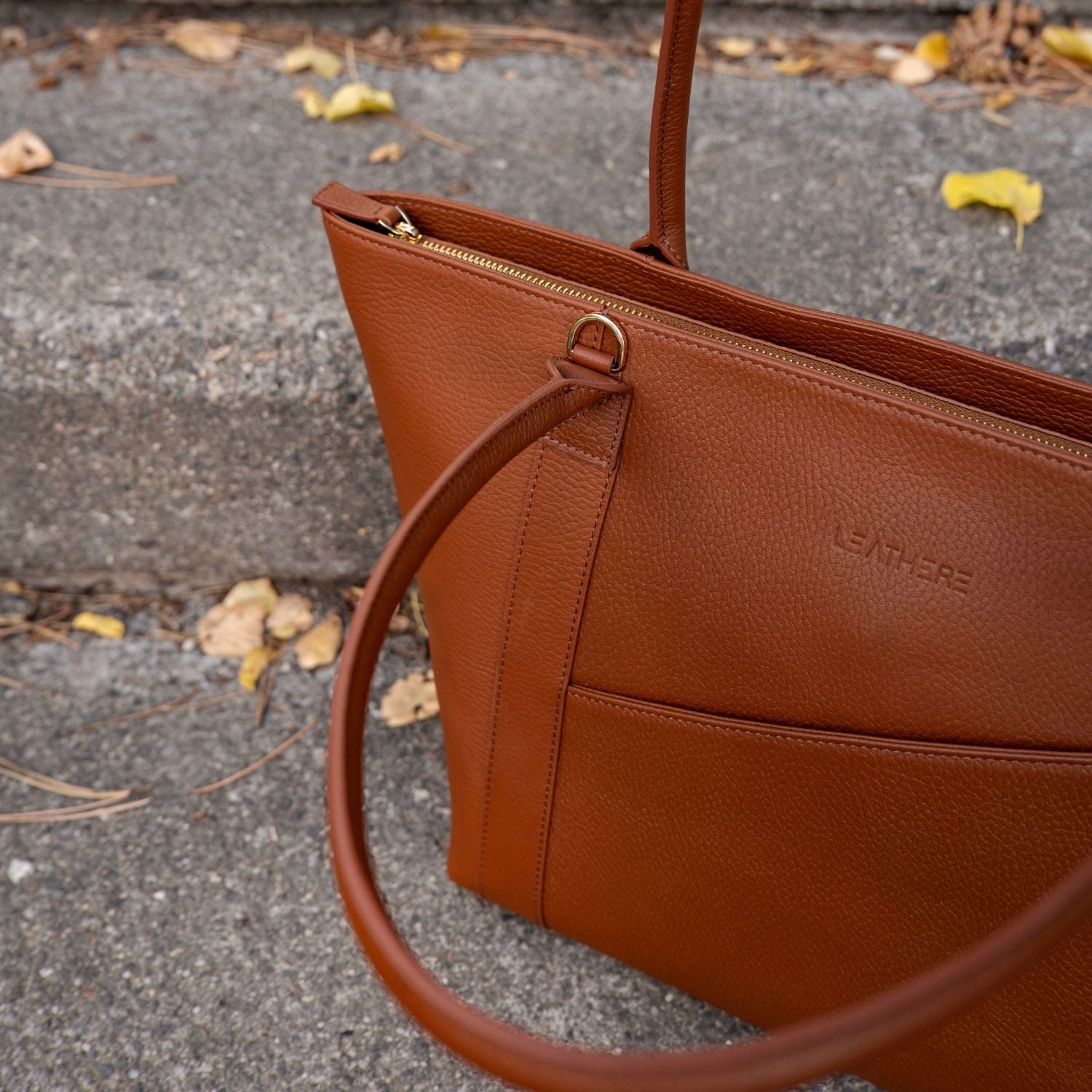 The Leathere New York Tote - Cognac