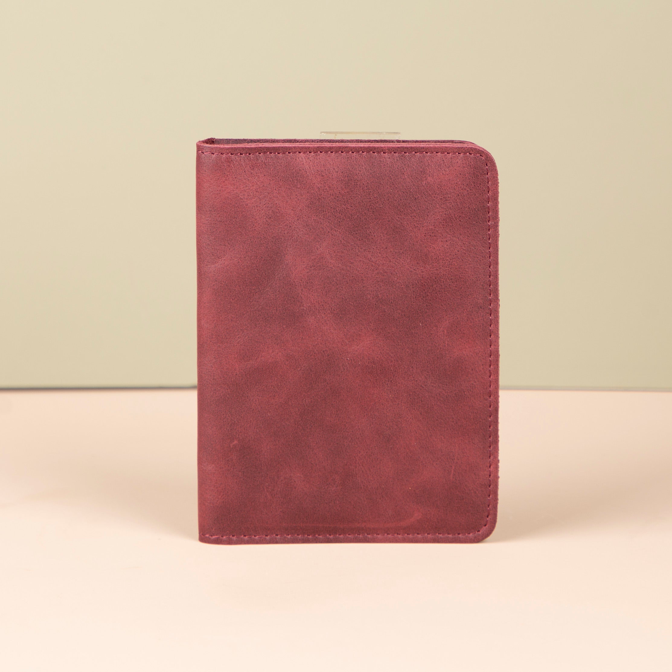 Leather Passport Holder - Burgundy - Milan