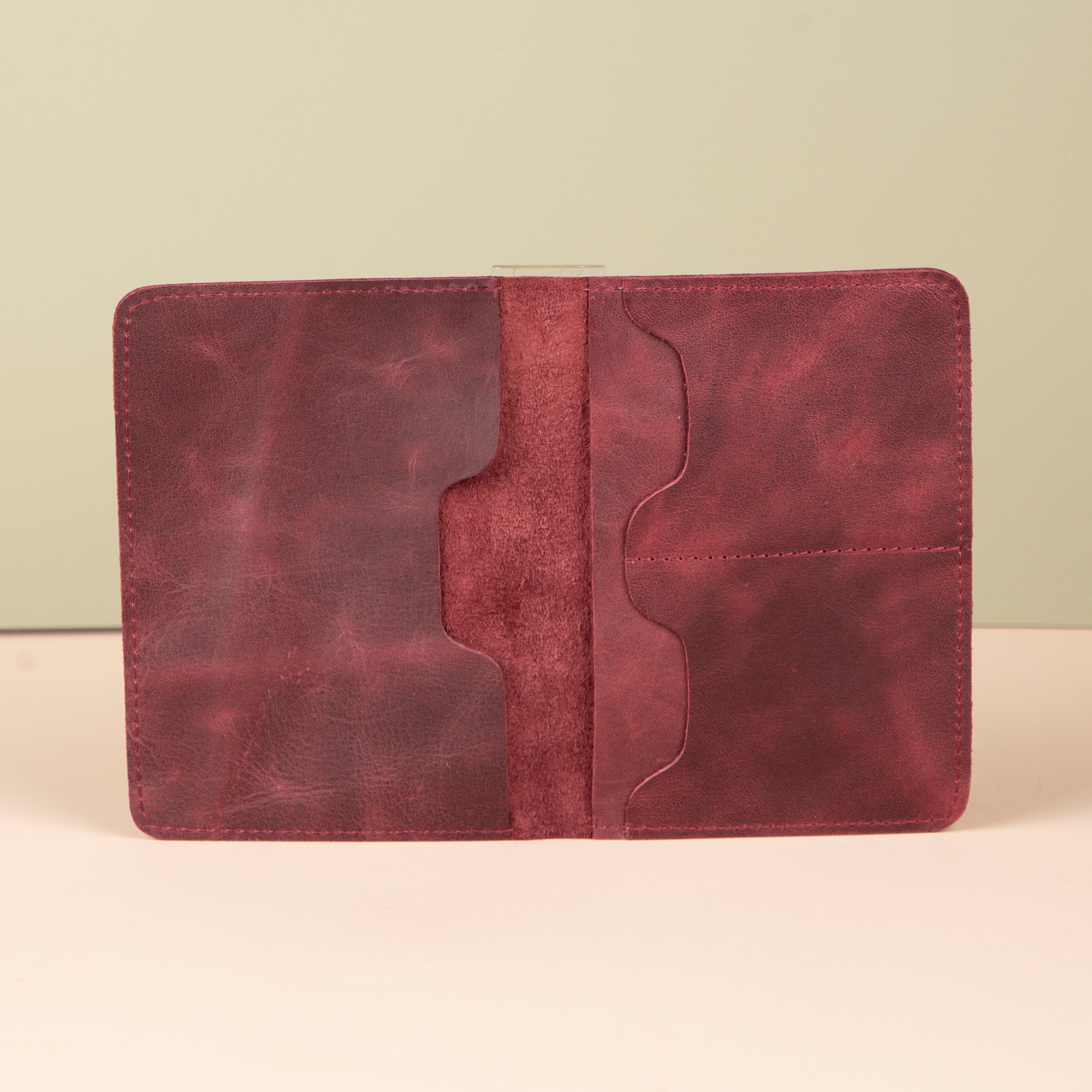 Leather Passport Holder - Burgundy - Milan