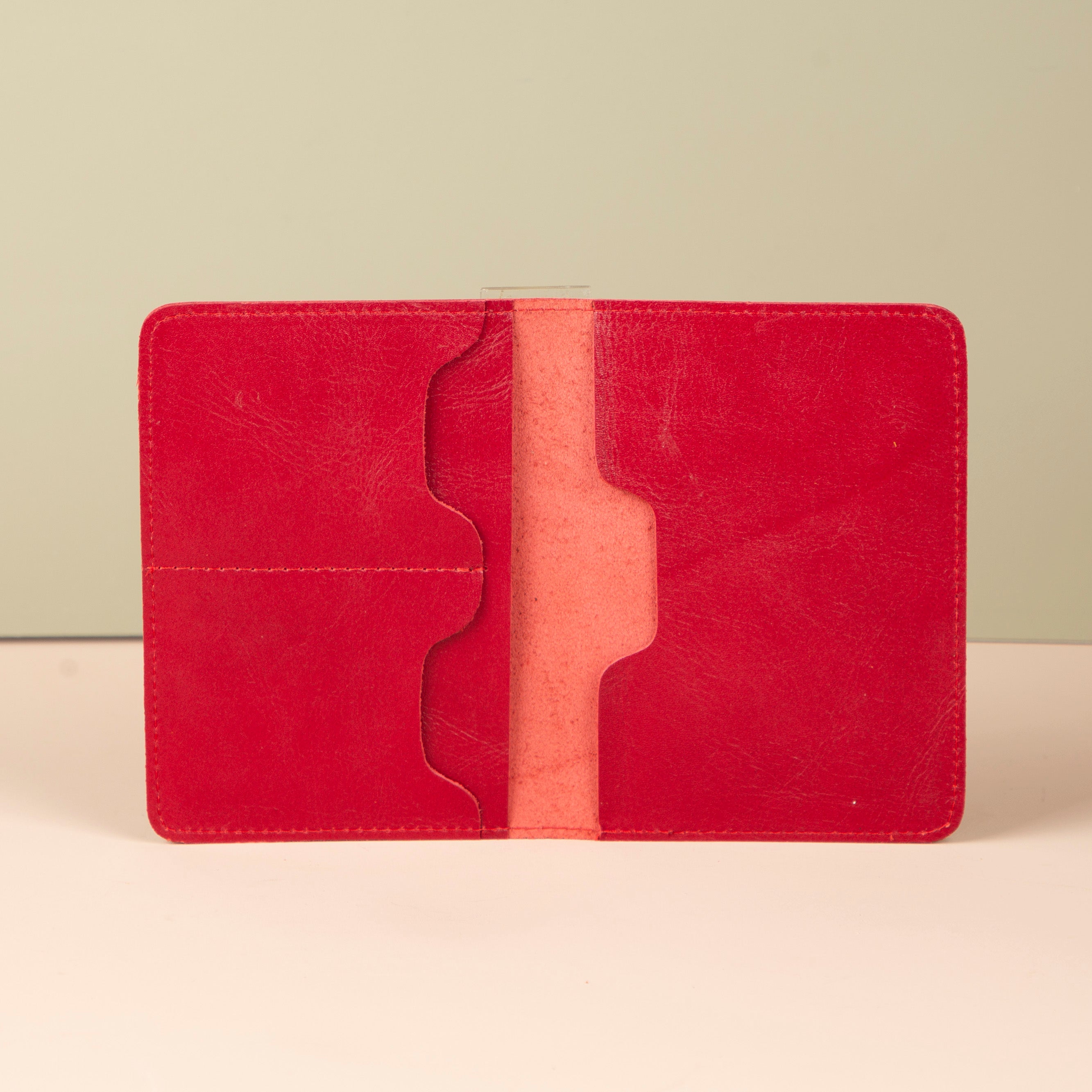Leather Passport Holder - Red - Milan