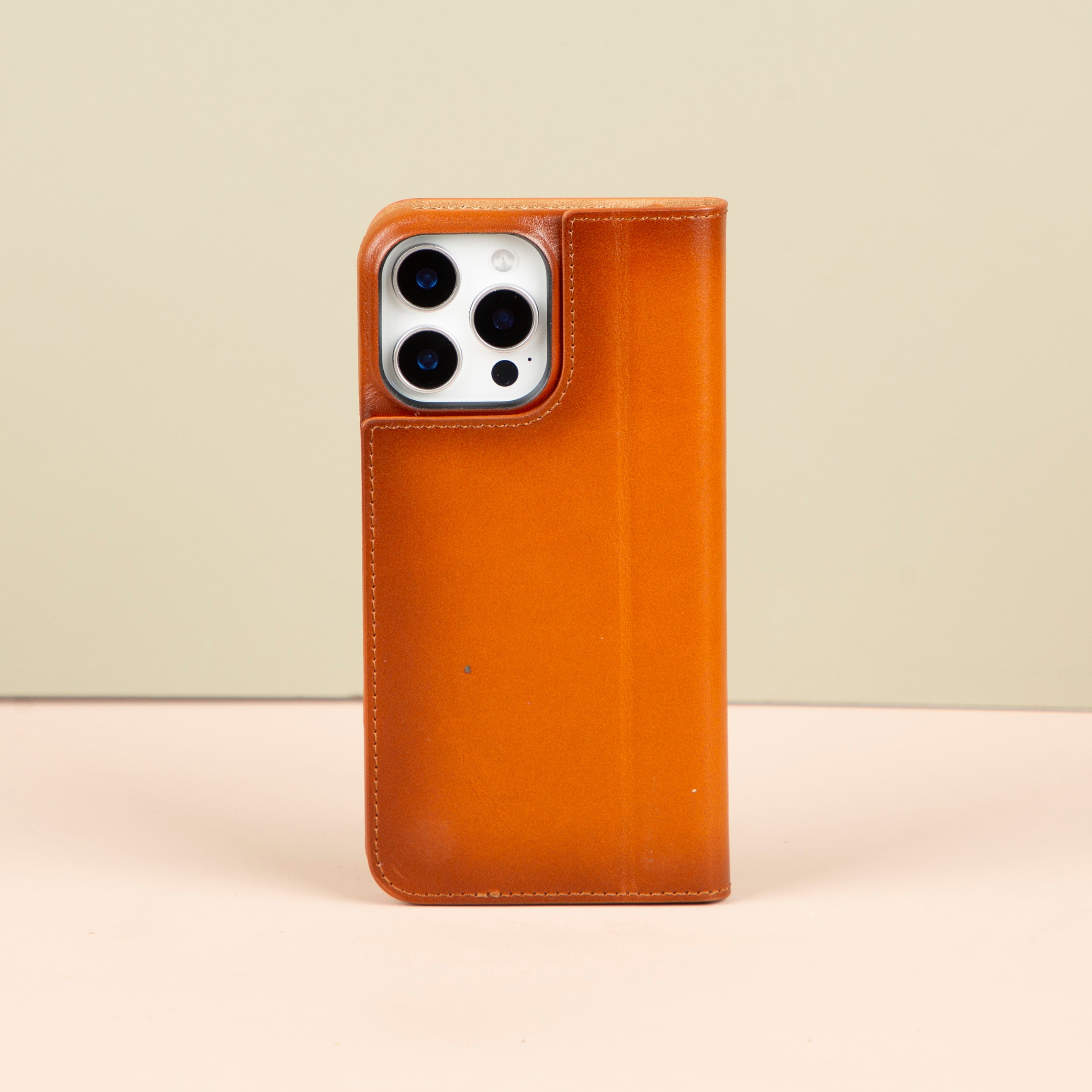 iPhone 16 Series Leather Wallet Case - Orange Brown - Seoul