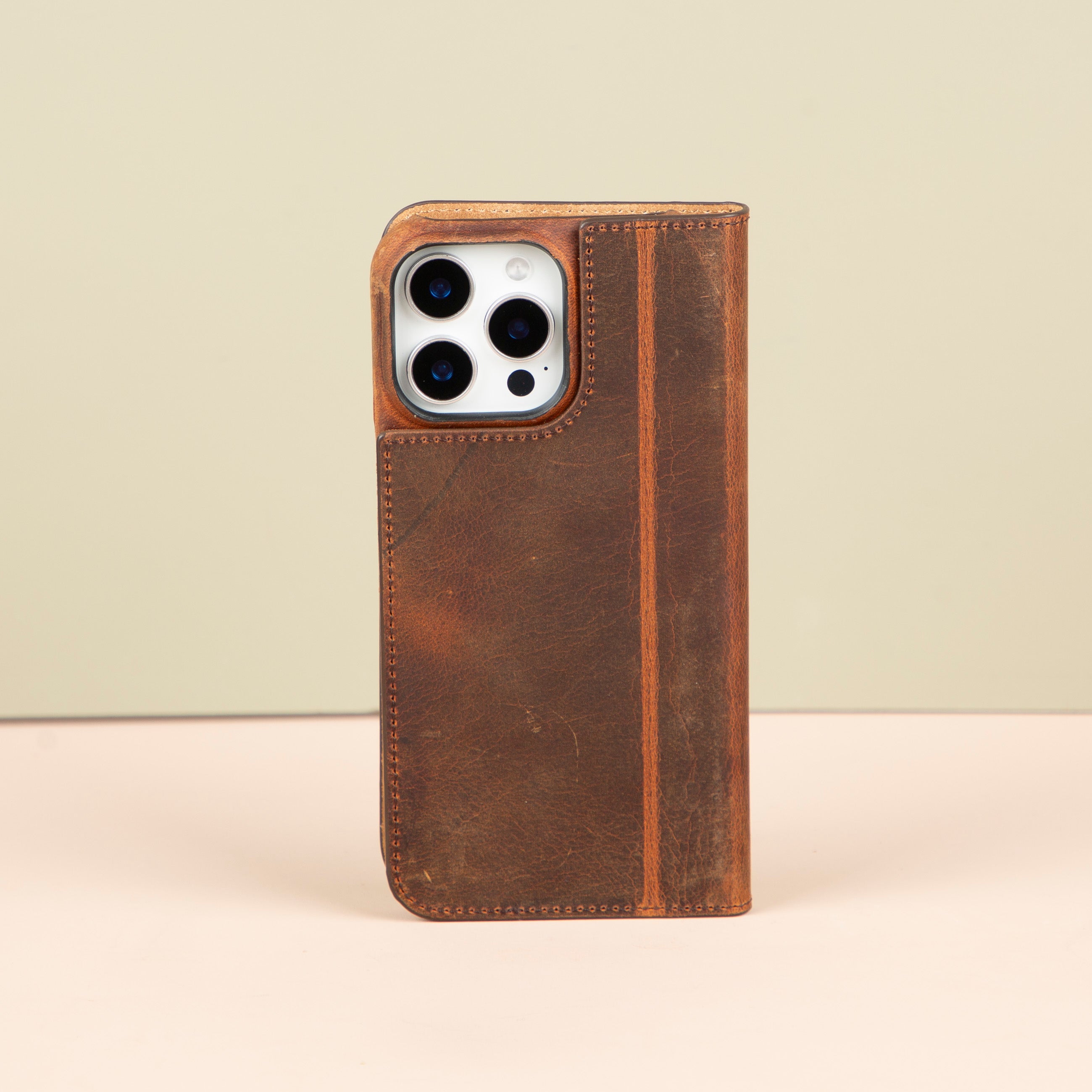 iPhone 16 Series Leather Wallet Case - Dark Brown - Seoul
