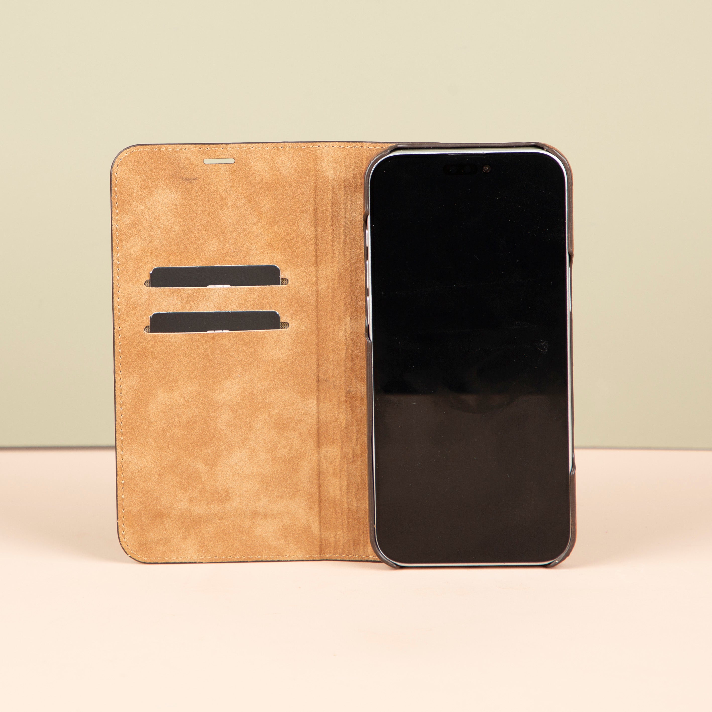 iPhone 16 Series Leather Wallet Case - Dark Brown - Seoul