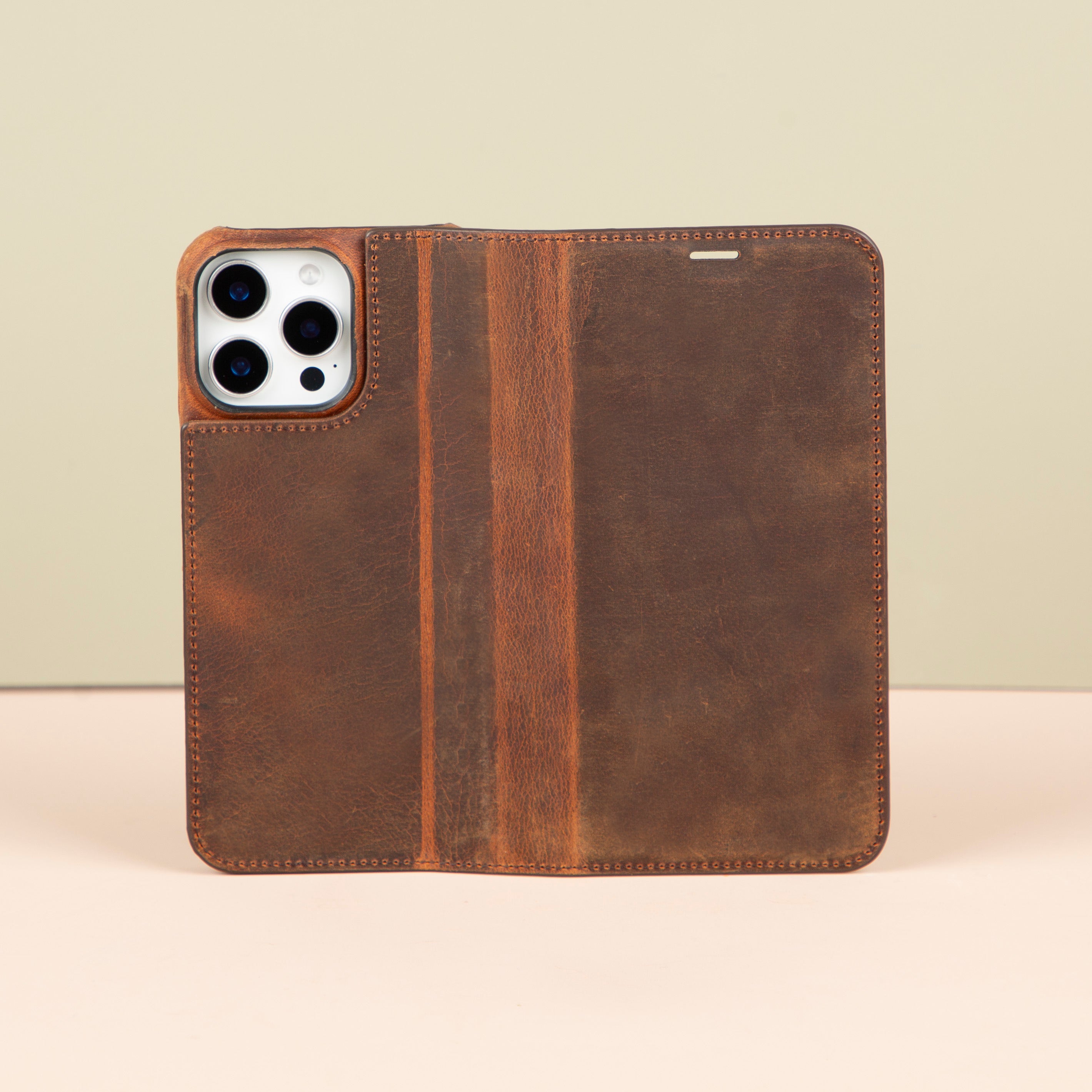 iPhone 16 Series Leather Wallet Case - Dark Brown - Seoul