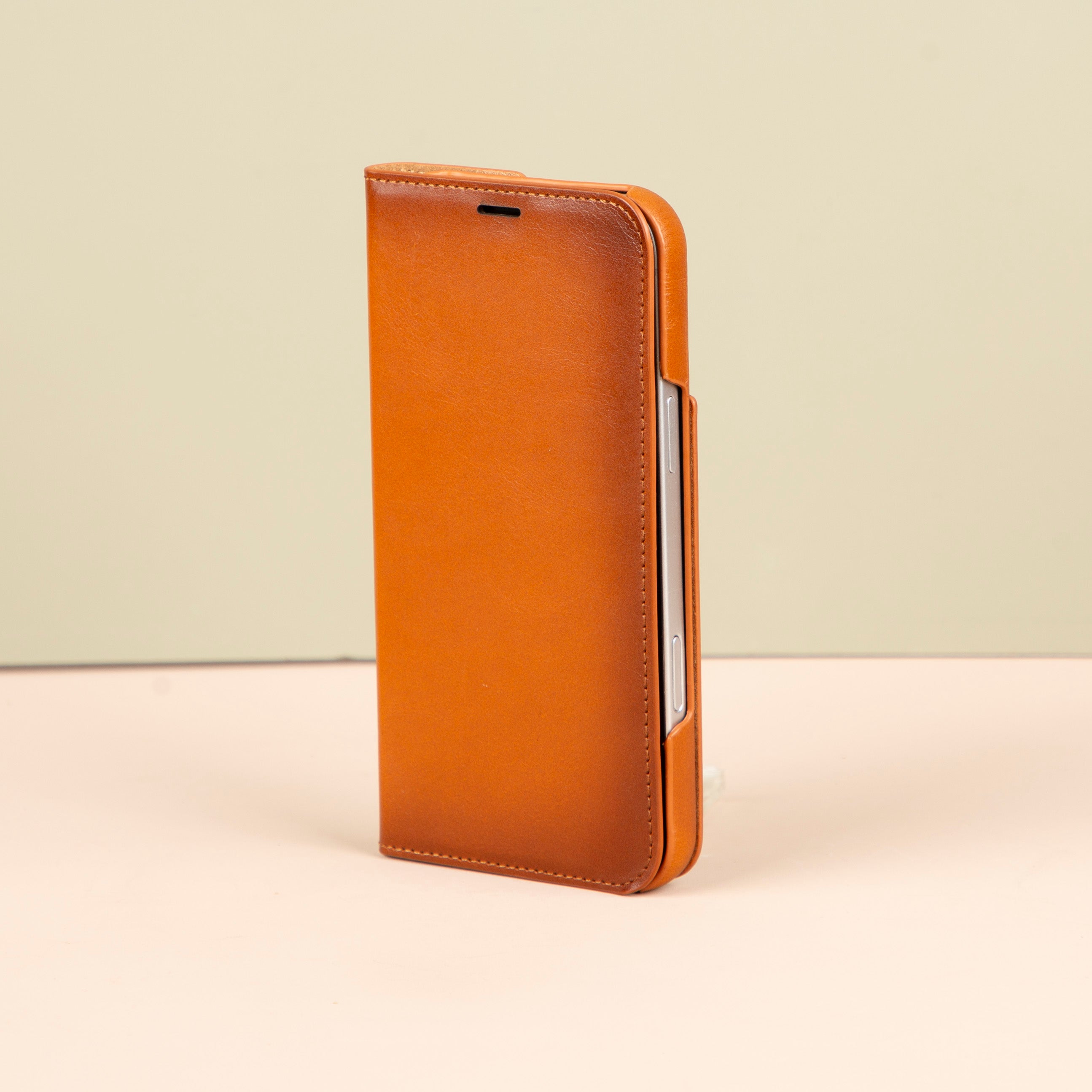 iPhone 16 Series Leather Wallet Case - Orange Brown - Seoul