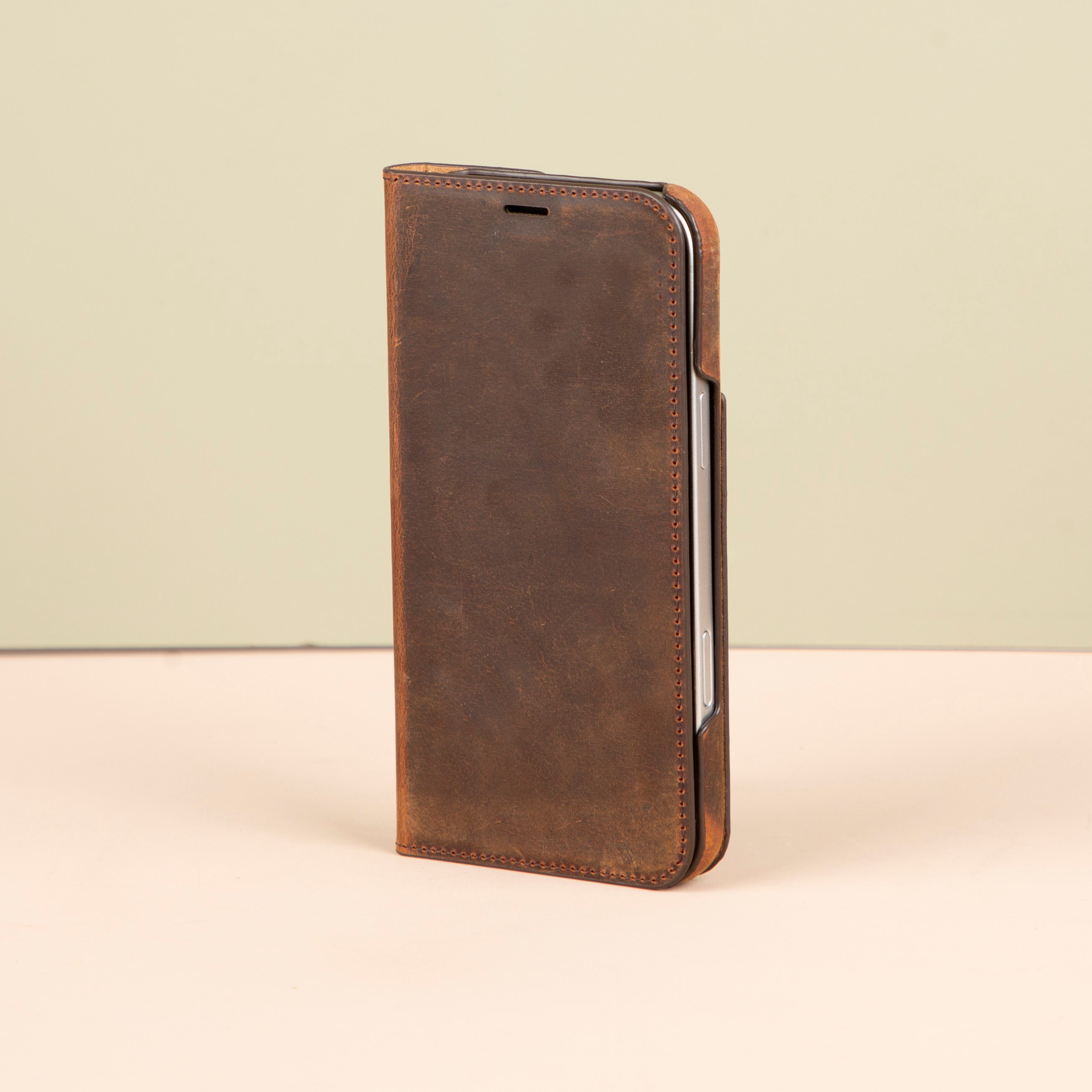 iPhone 16 Series Leather Wallet Case - Dark Brown - Seoul