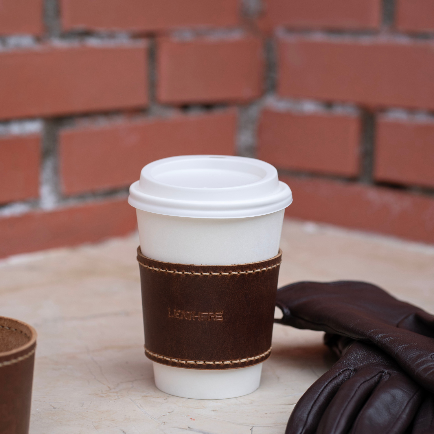 Savannah Leather Coffee Cup Sleeve Set (Pair)