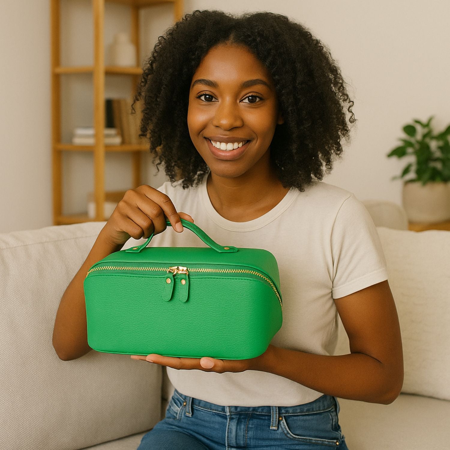 Luxury Leather Travel Vanity Case – Elegant & Spacious- Emerald green - San Jose