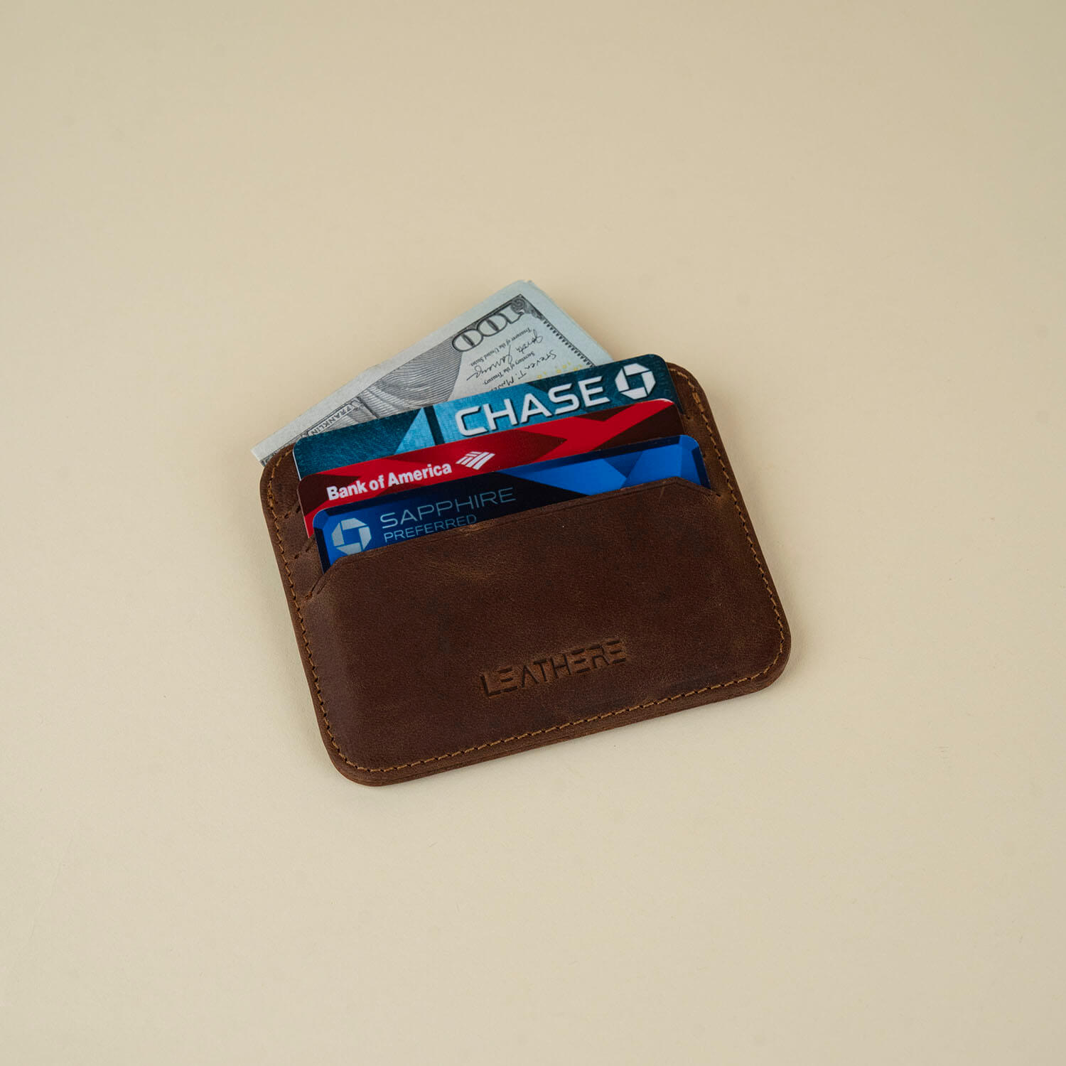 Fine Leather Card Holder - Dark Brown - Bellevue