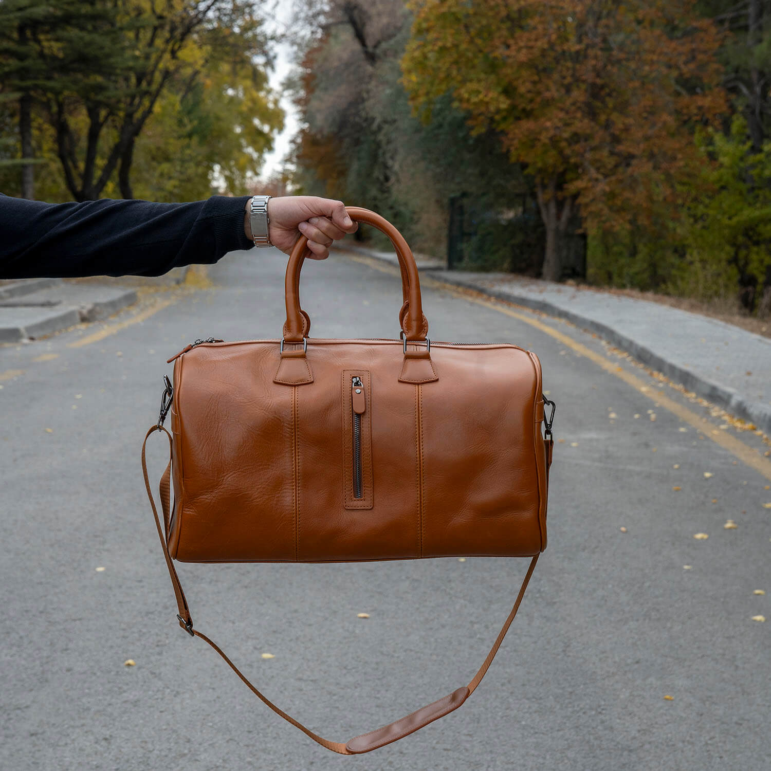 Vintage Leather Weekender Bag - Rich Brown - Edison