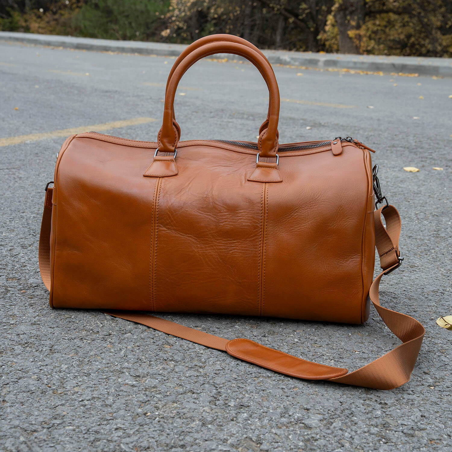 Vintage Leather Weekender Bag - Rich Brown - Edison