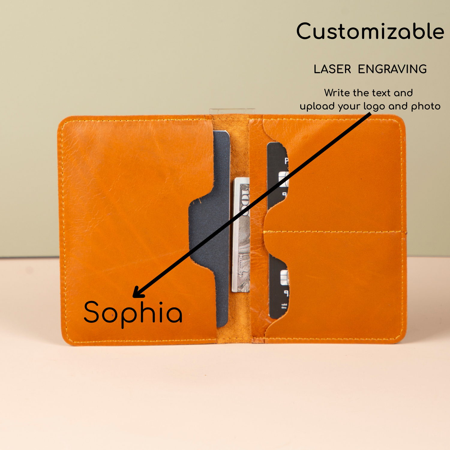 Leather Passport Holder - Orange Brown - Milan