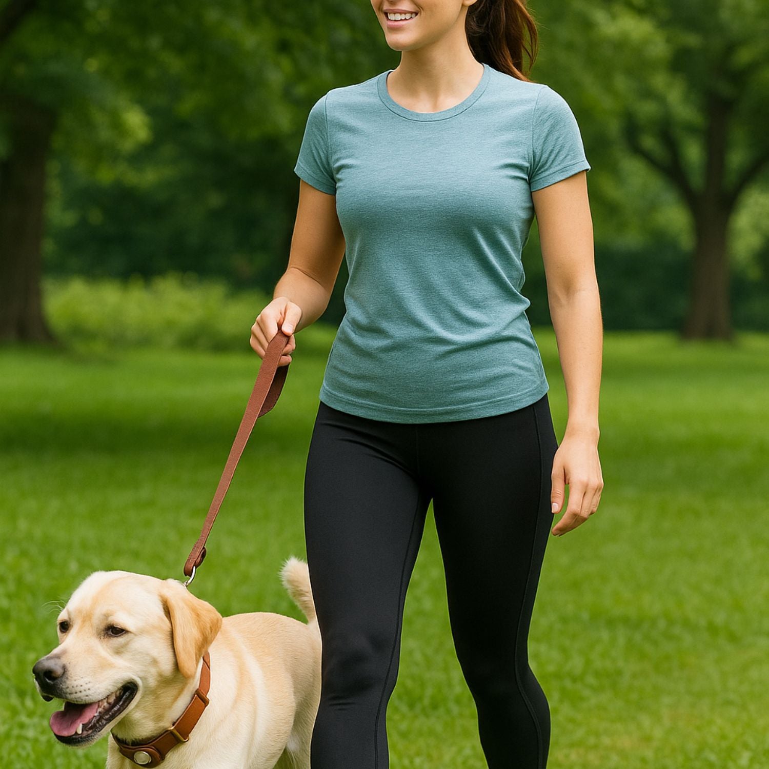 Stylish Leather AirTag Dog Collar - Turquoise - Davie