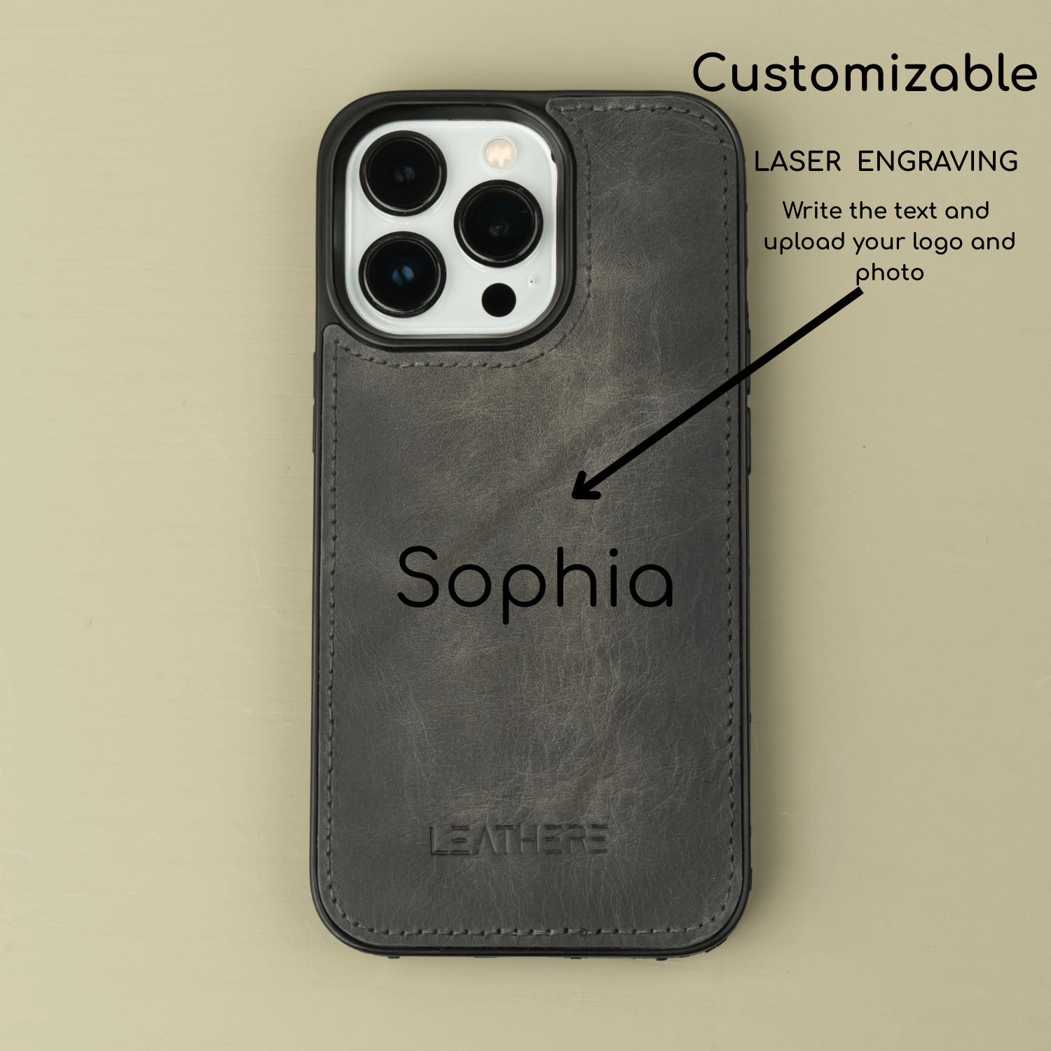 iPhone 16 Series Grey Leather Case - Austin