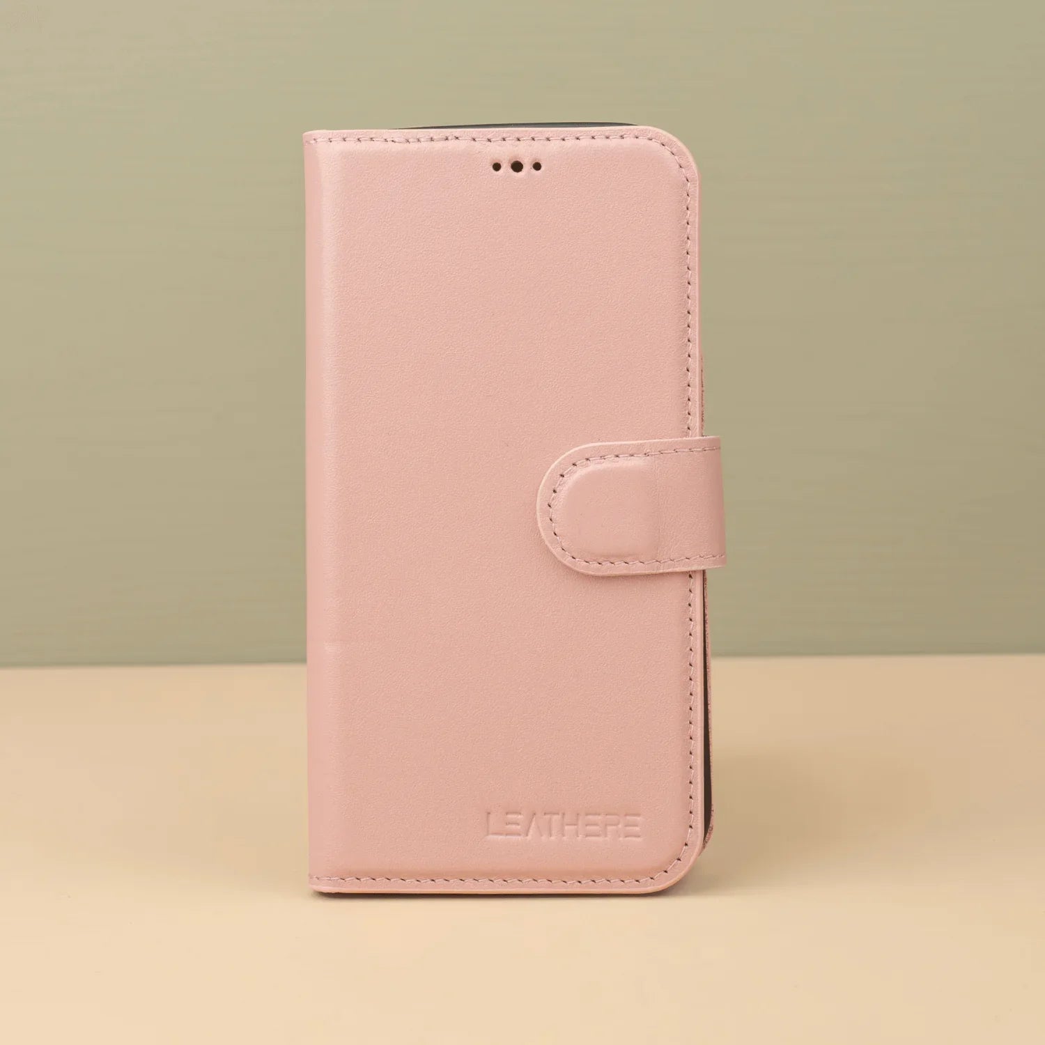 Pink Leather iPhone 16 Series Wallet Case - LEATHERE