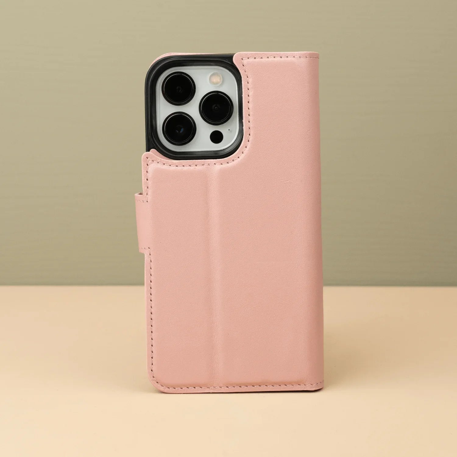 Pink Leather iPhone 16 Series Wallet Case - LEATHERE