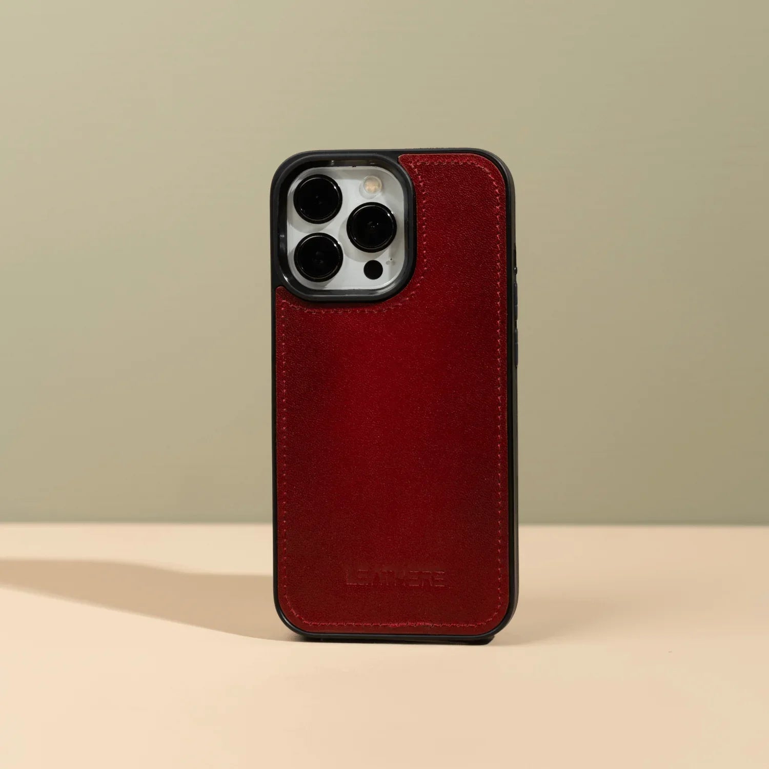 Red Leather iPhone 16 Series Wallet Case - LEATHERE