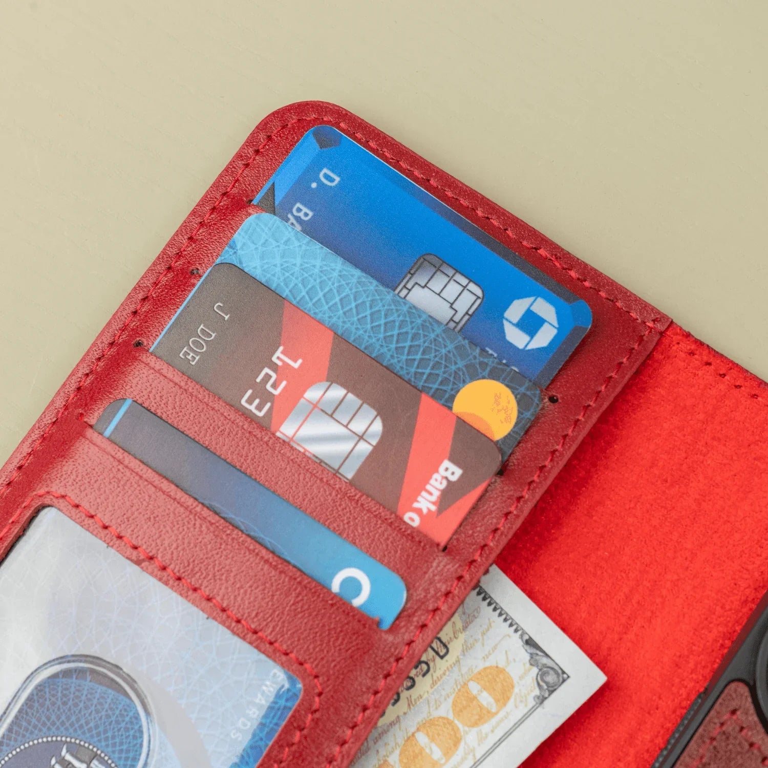 Red Leather iPhone 16 Series Wallet Case - LEATHERE