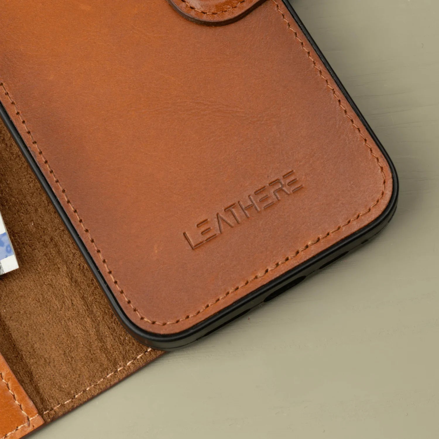 iPhone 16 Series Rustic Brown Leather Wallet Case - New York