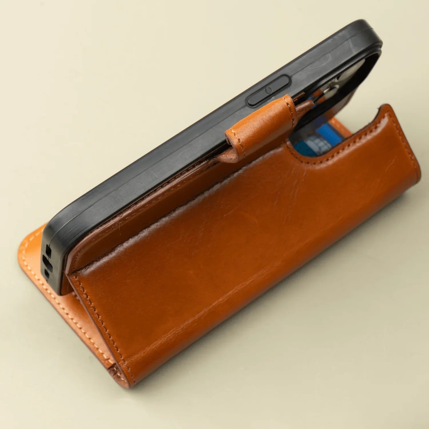 iPhone 16 Series Rustic Brown Leather Wallet Case - New York