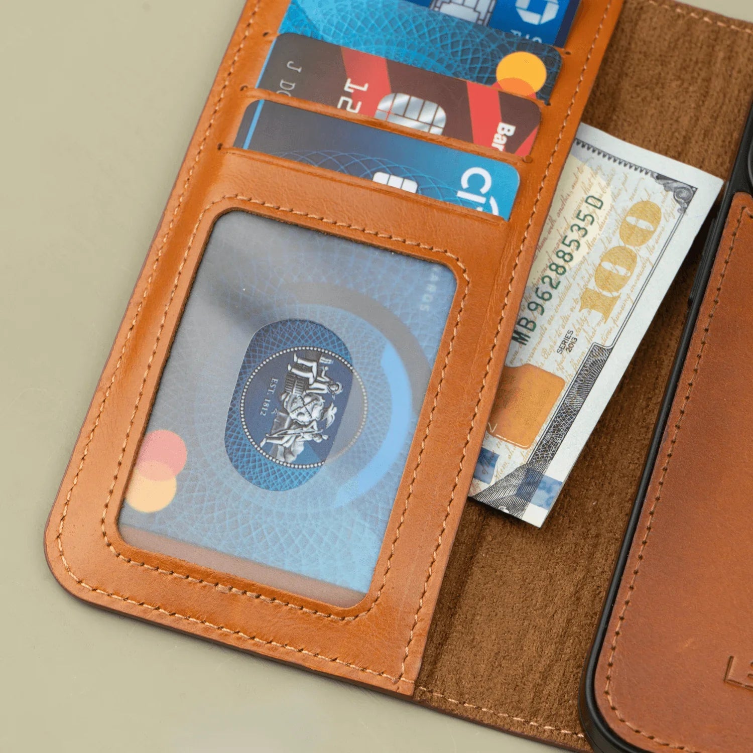 iPhone 16 Series Rustic Brown Leather Wallet Case - New York