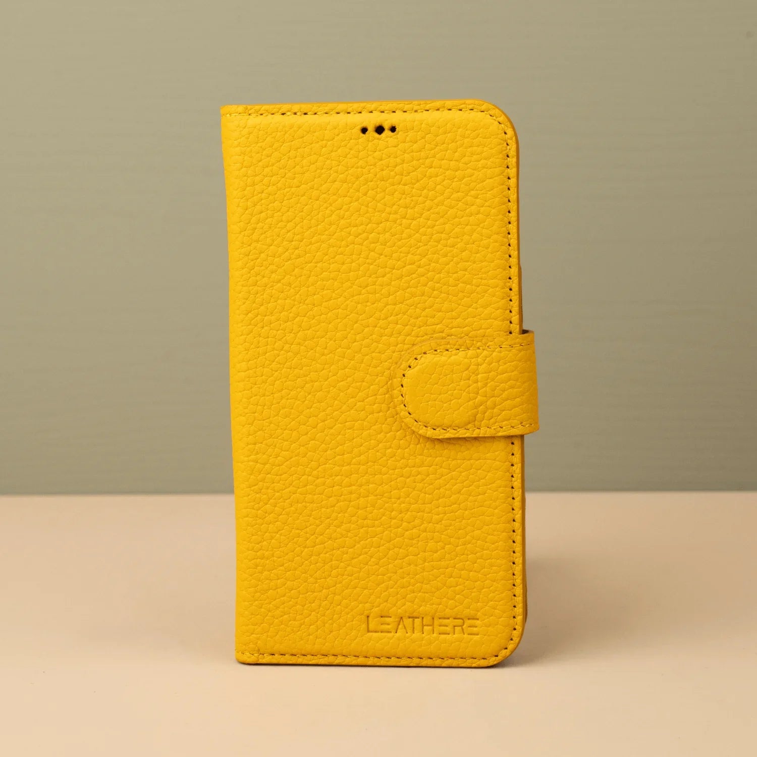 Yellow Leather iPhone 16 Series Wallet Case - LEATHERE