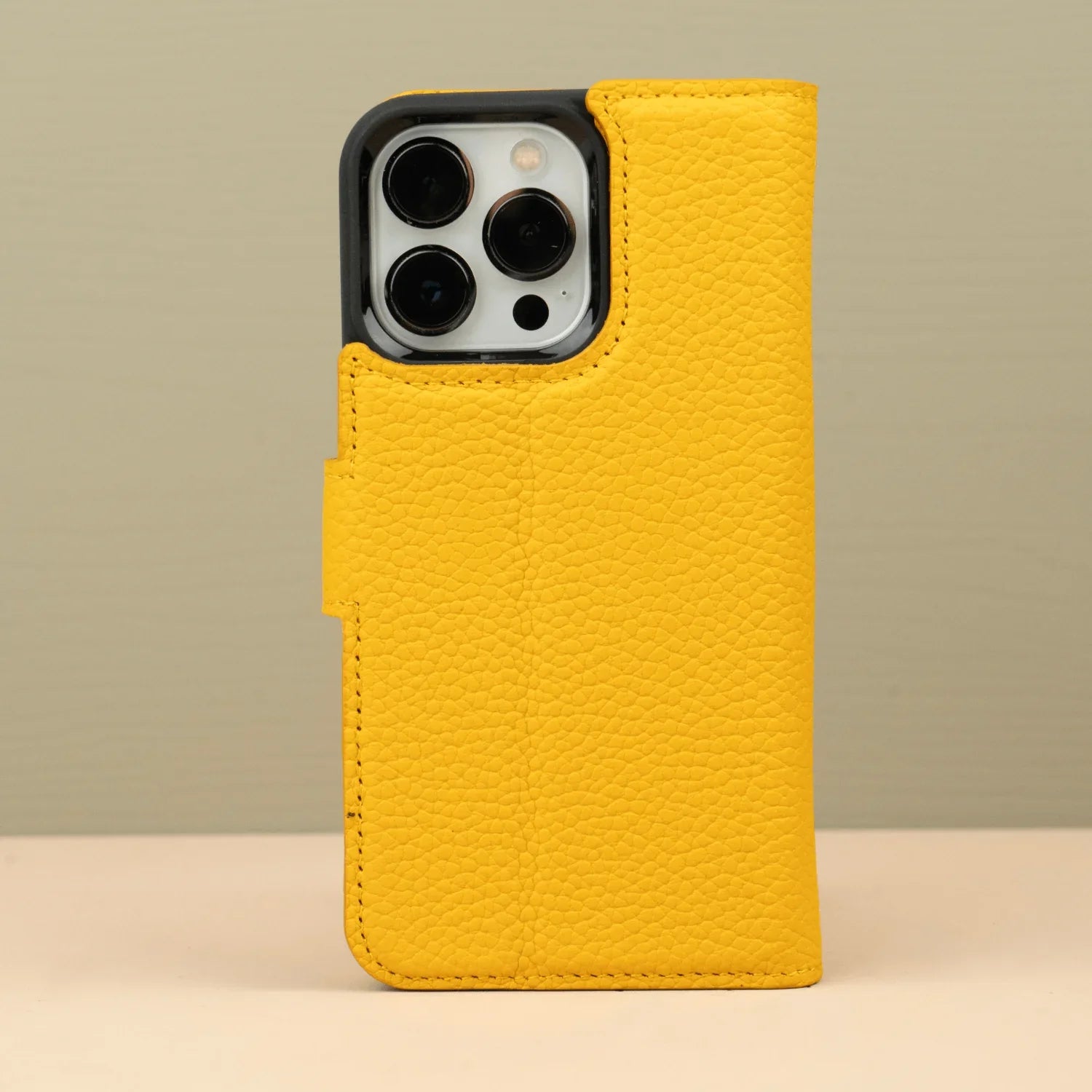 Yellow Leather iPhone 16 Series Wallet Case - LEATHERE