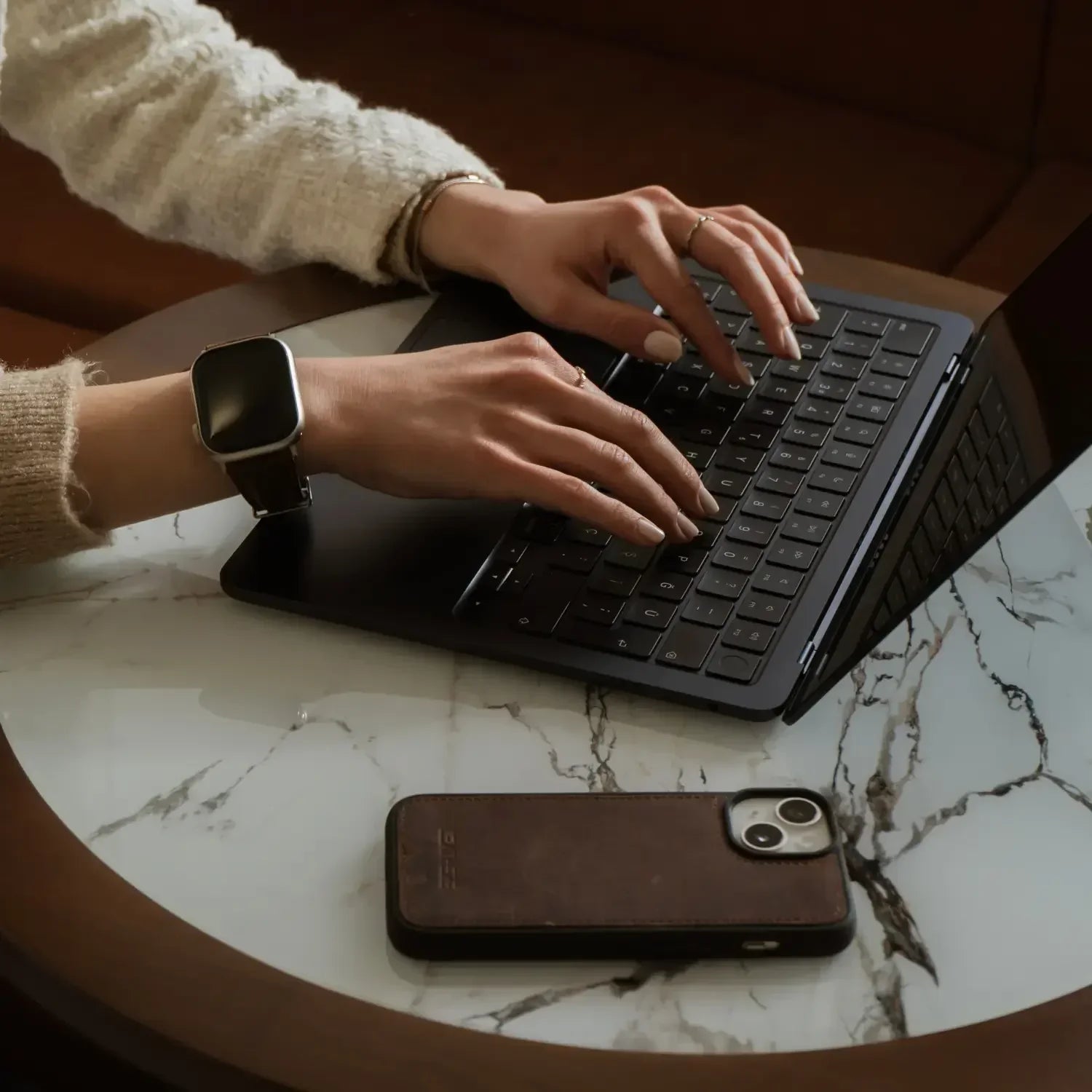 Dark Brown Leather iPhone 16 Series Wallet Case - LEATHERE