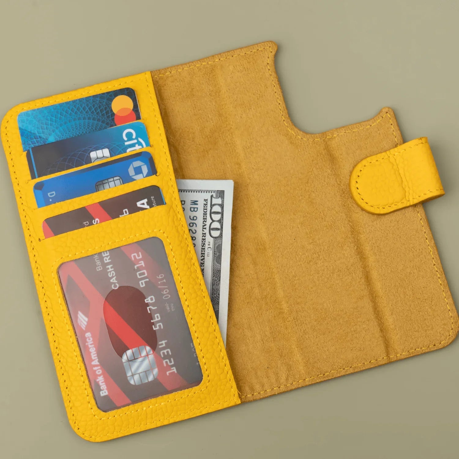 Yellow Leather iPhone 16 Series Wallet Case - LEATHERE