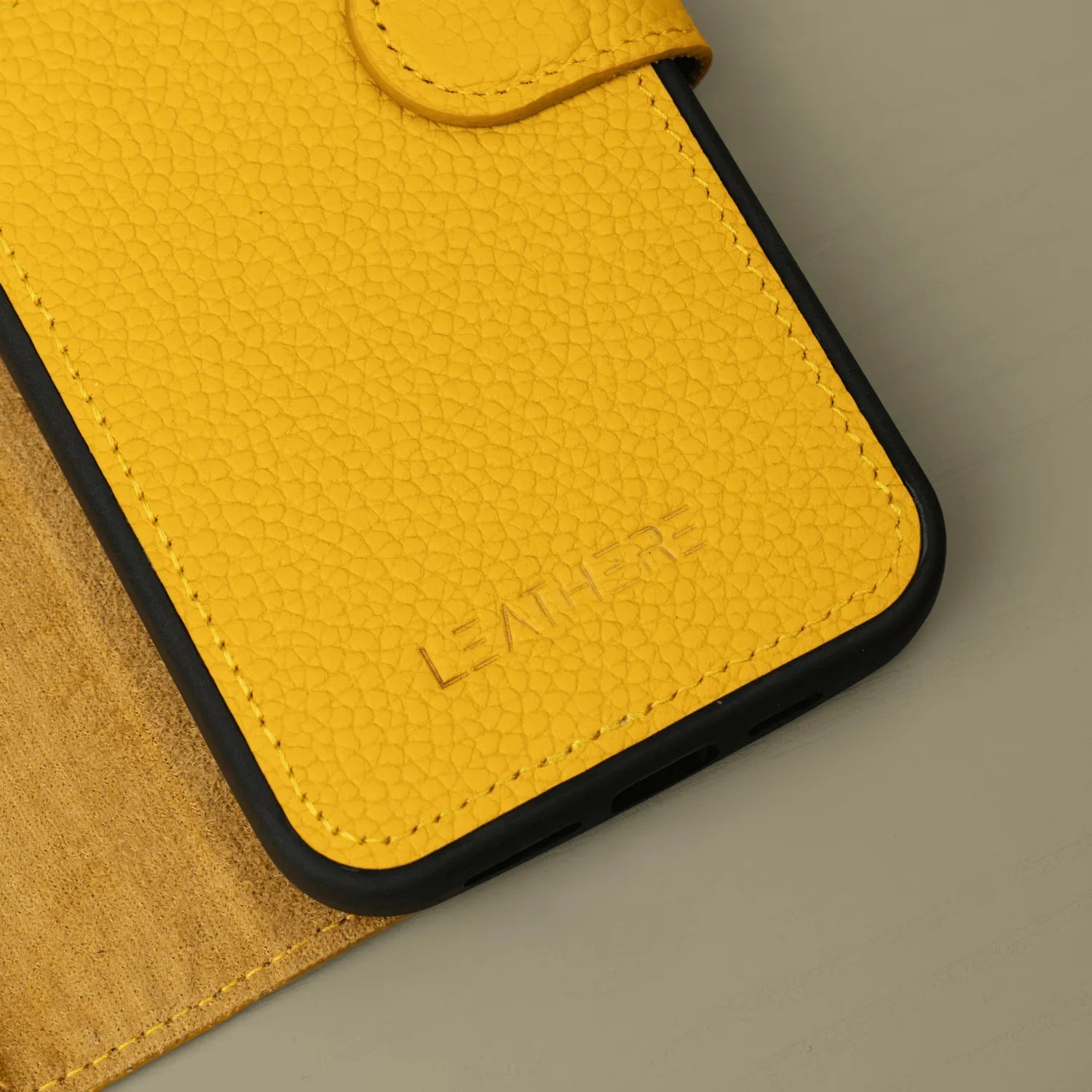 Yellow Leather iPhone 16 Series Wallet Case - LEATHERE