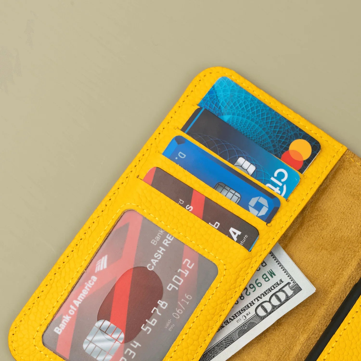 Yellow Leather iPhone 16 Series Wallet Case - LEATHERE