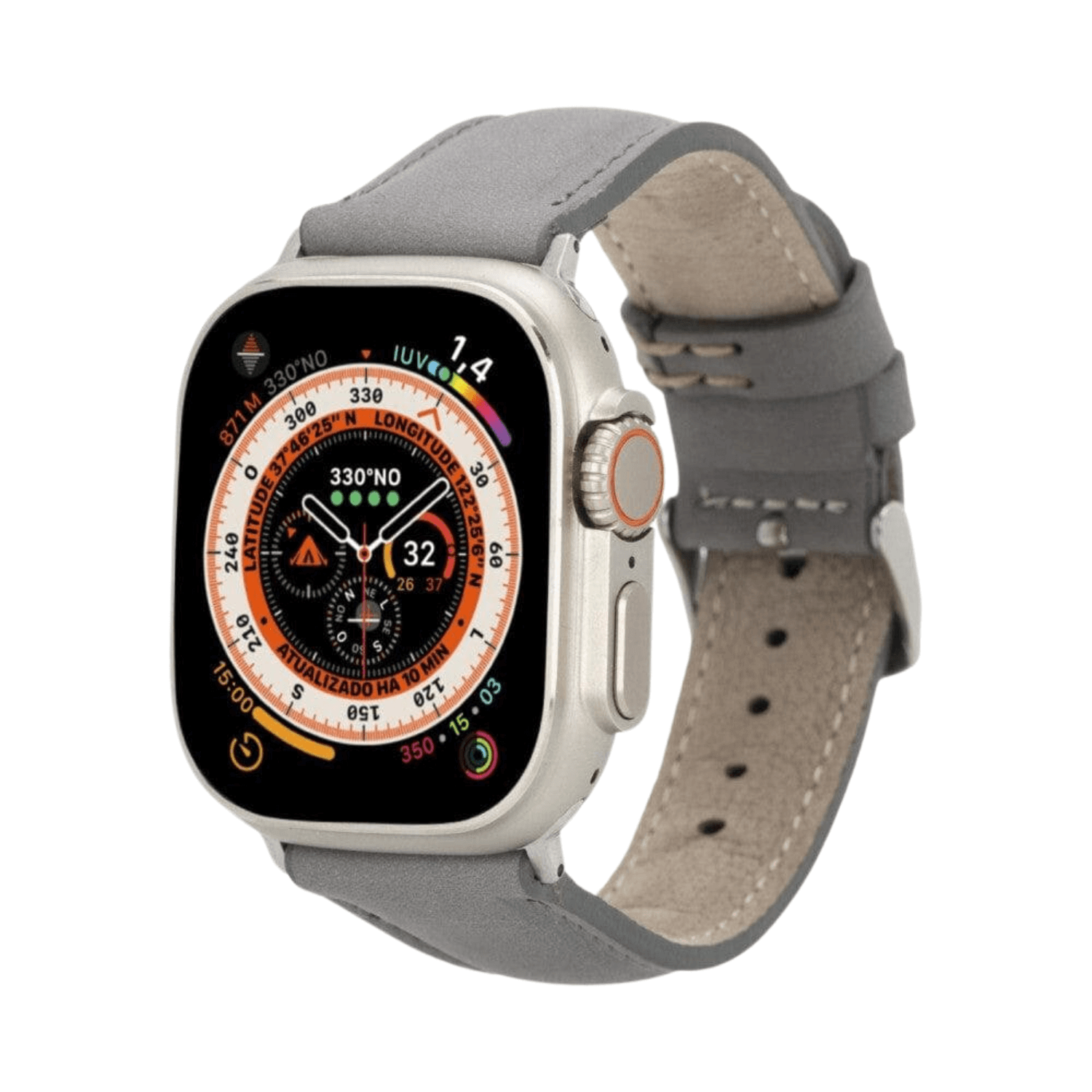 Grey Leather Classic Apple Watch Band for All Series - LEATHERE