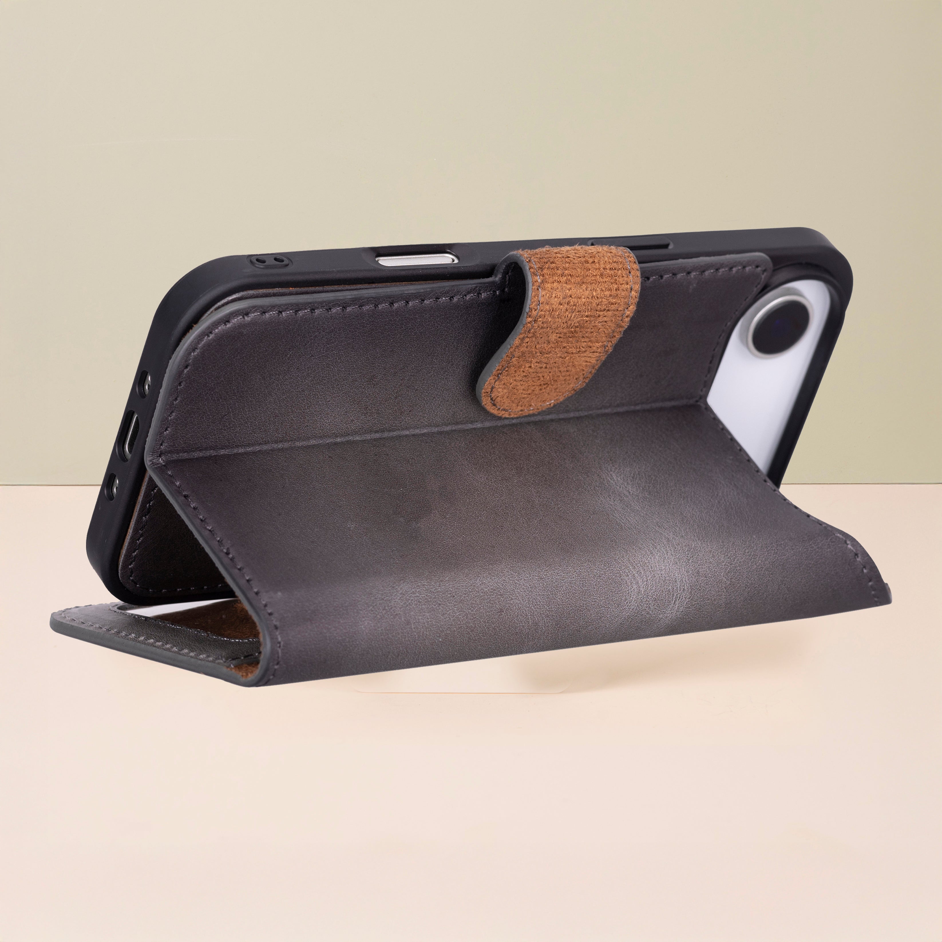 Premium Leather iPhone Air Wallet Case – Gray - Austin